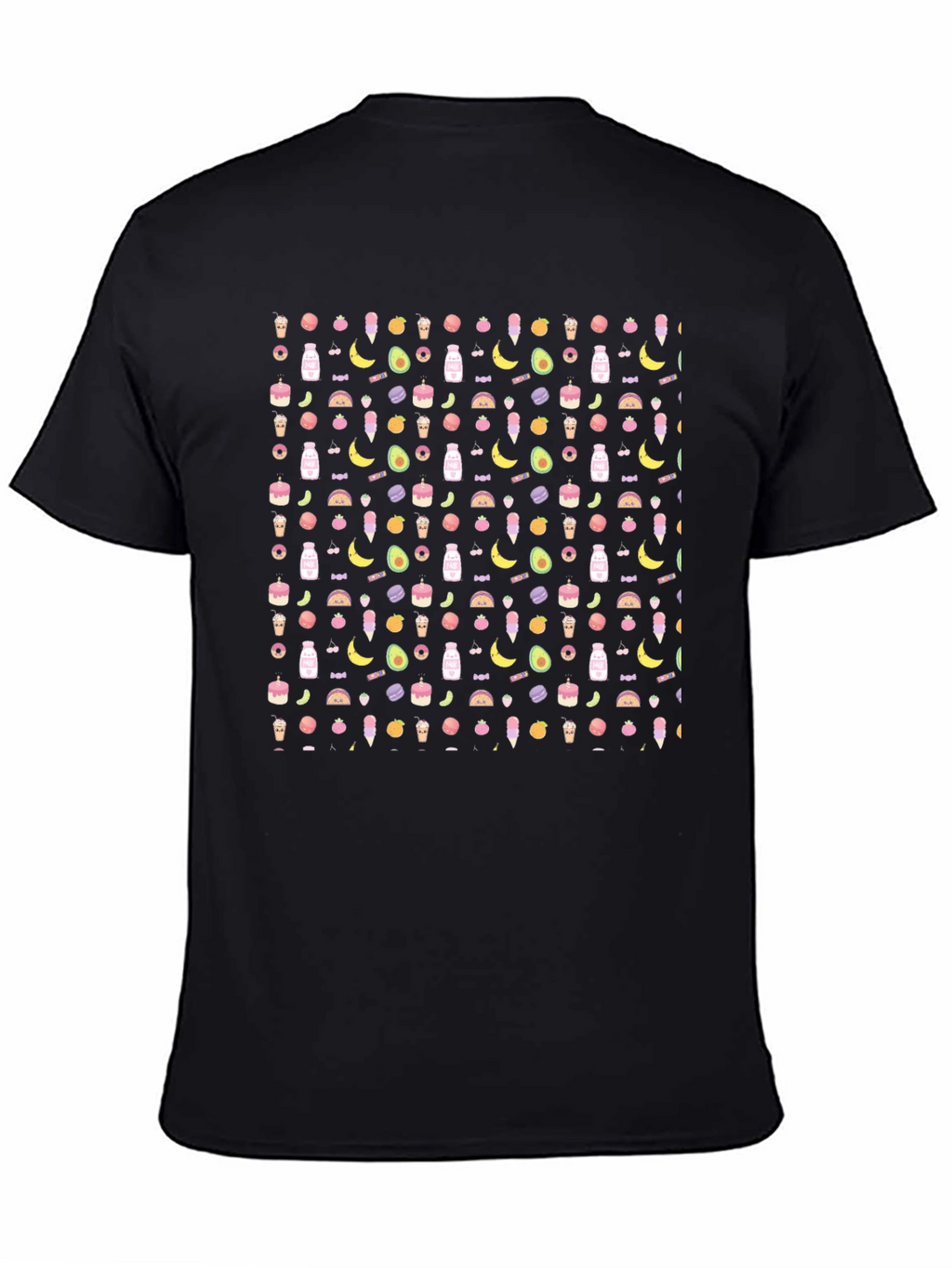 Novelty Food Pattern Black T-Shirt
