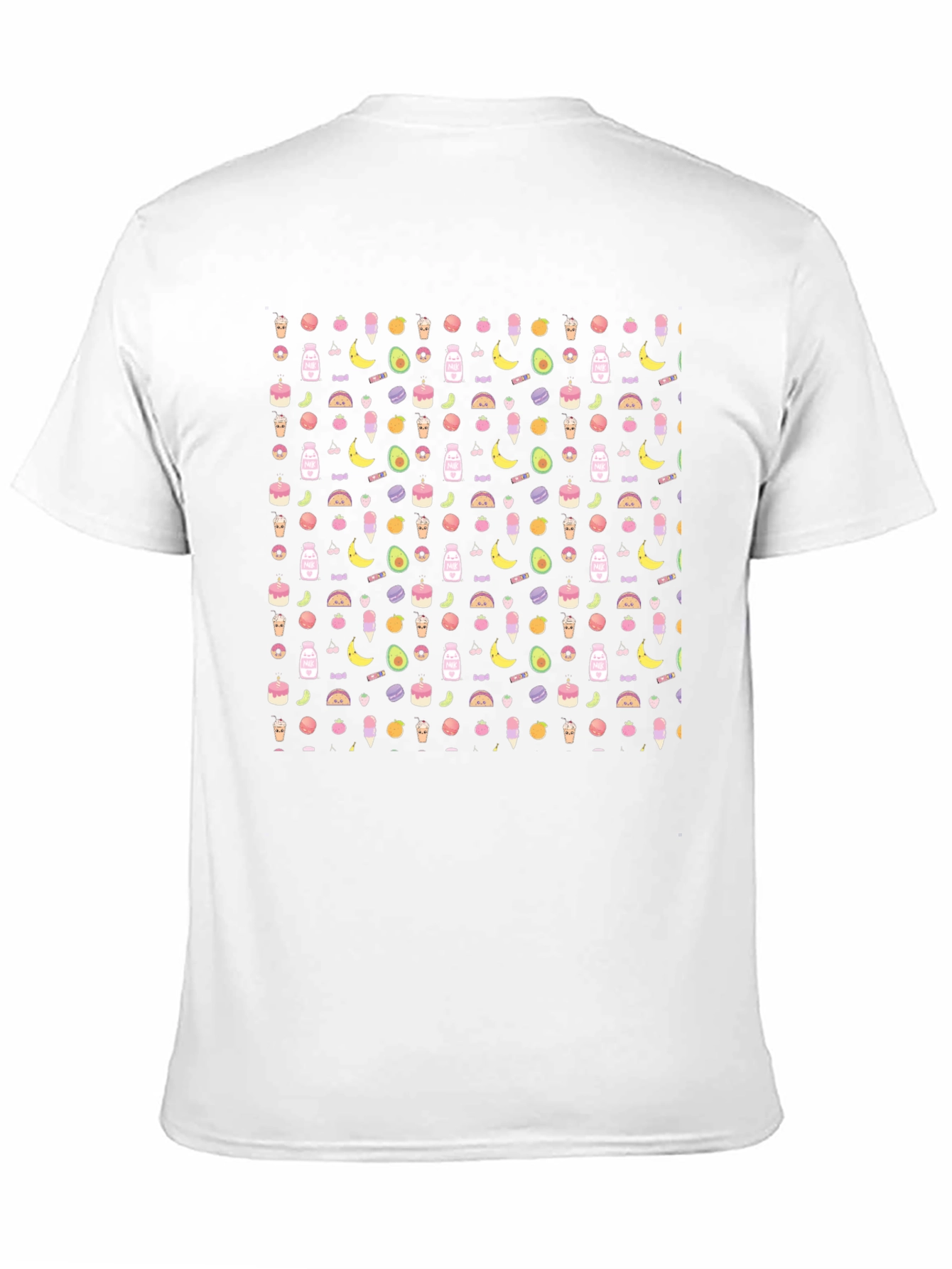Novelty Food Pattern Black T-Shirt