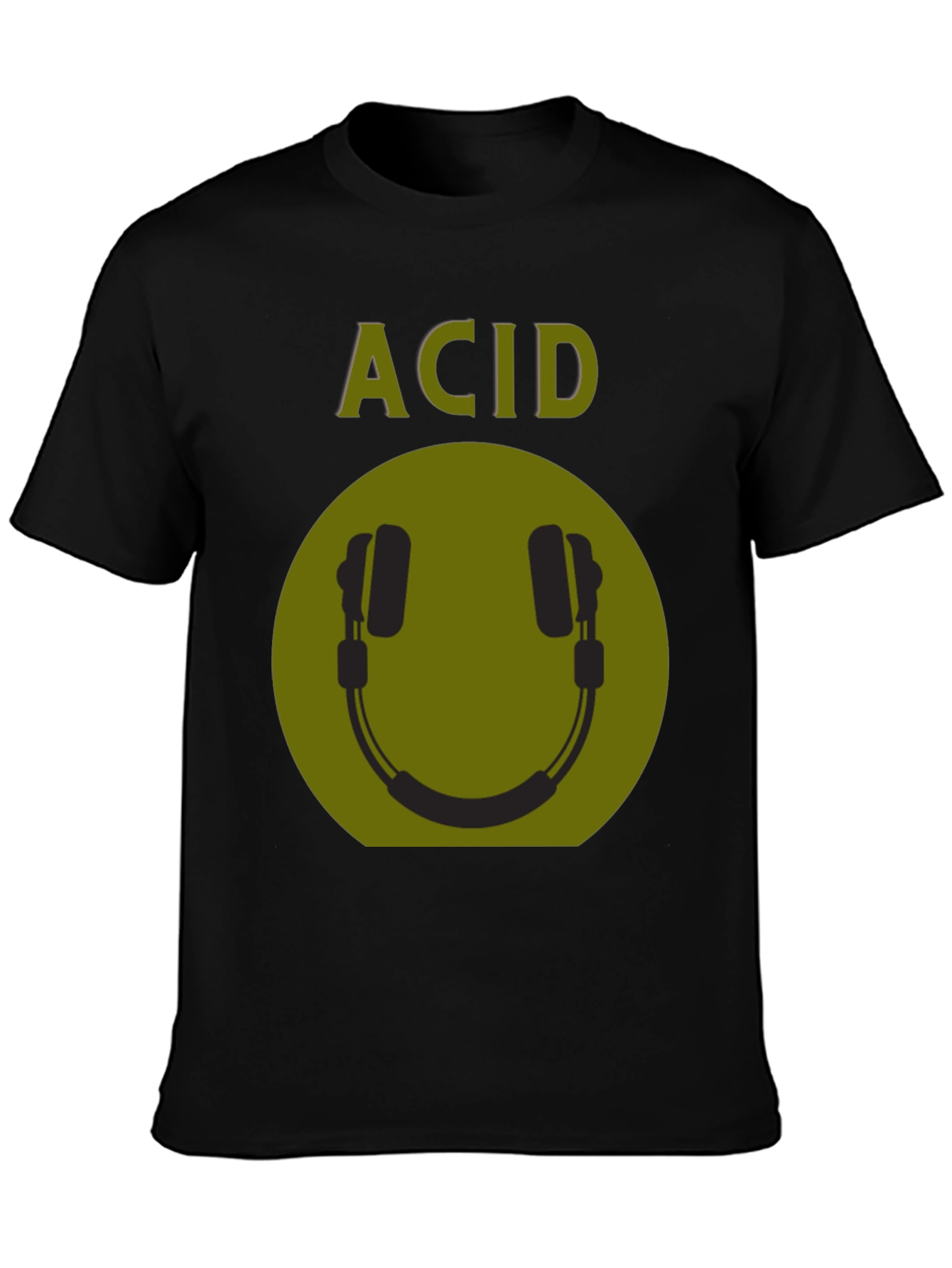 Acid Smiley Face Headphones Graphic Tee