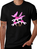 Butterfly & Daisy Graphic Black T-Shirt