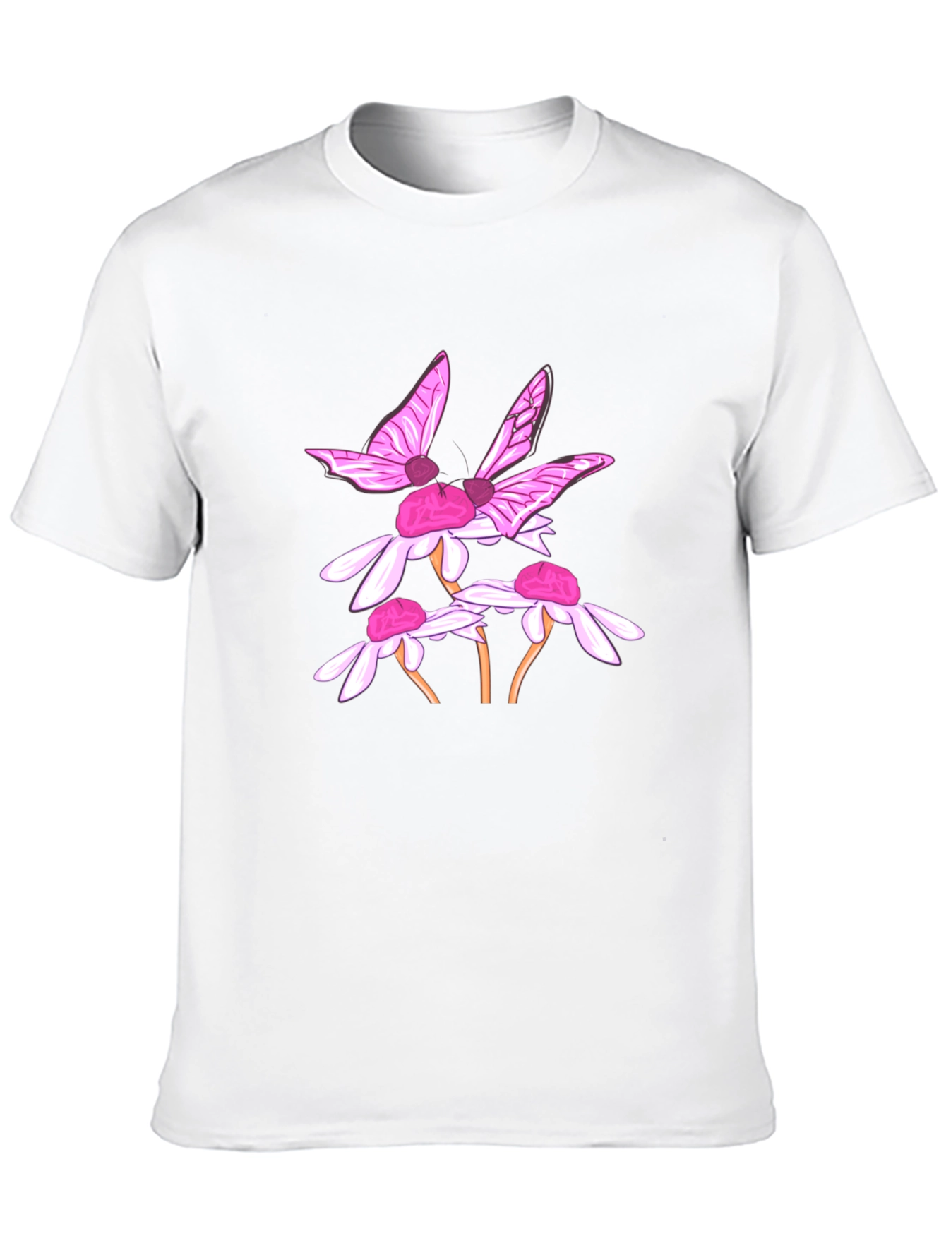 Butterfly & Daisy Graphic Black T-Shirt