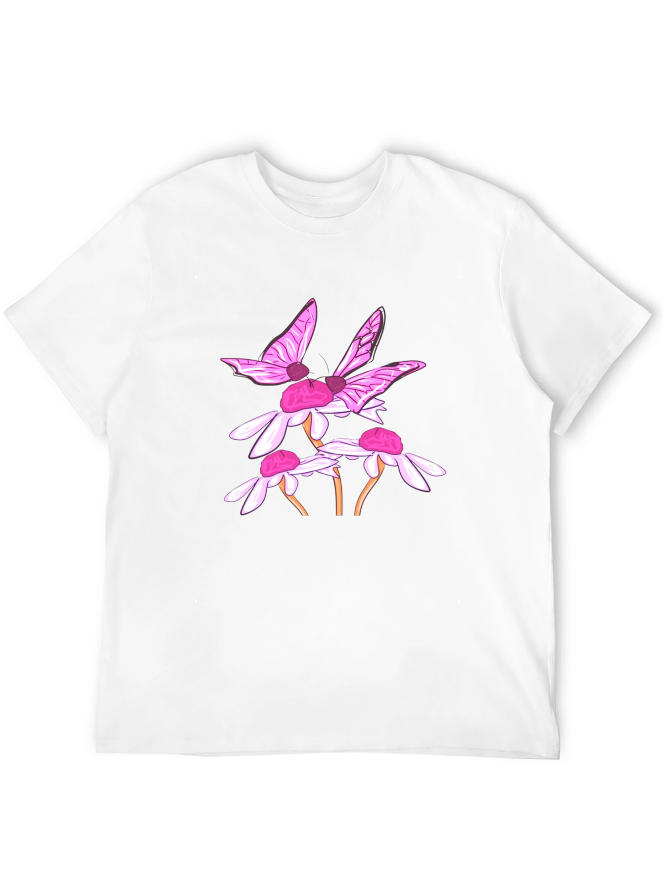 Butterfly & Daisy Graphic Black T-Shirt