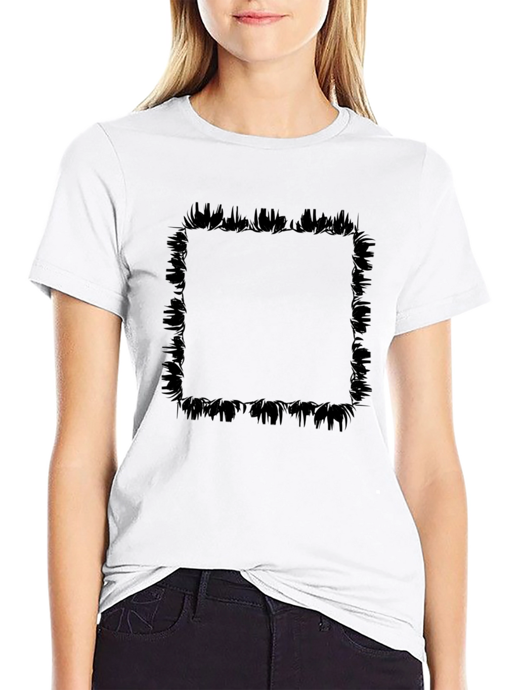 Edgy Graphic Tee - Black Brushstroke Frame
