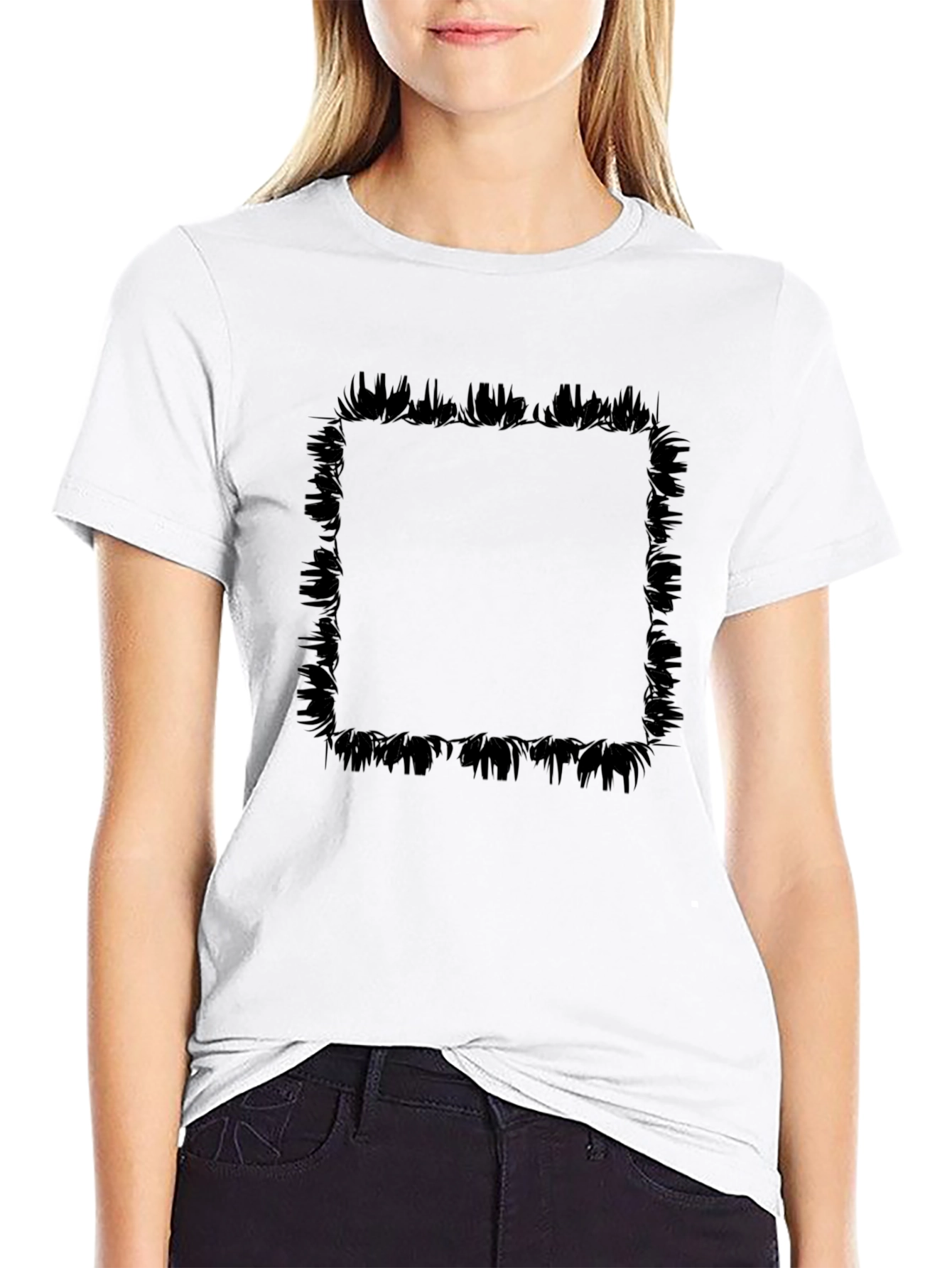 Edgy Graphic Tee - Black Brushstroke Frame