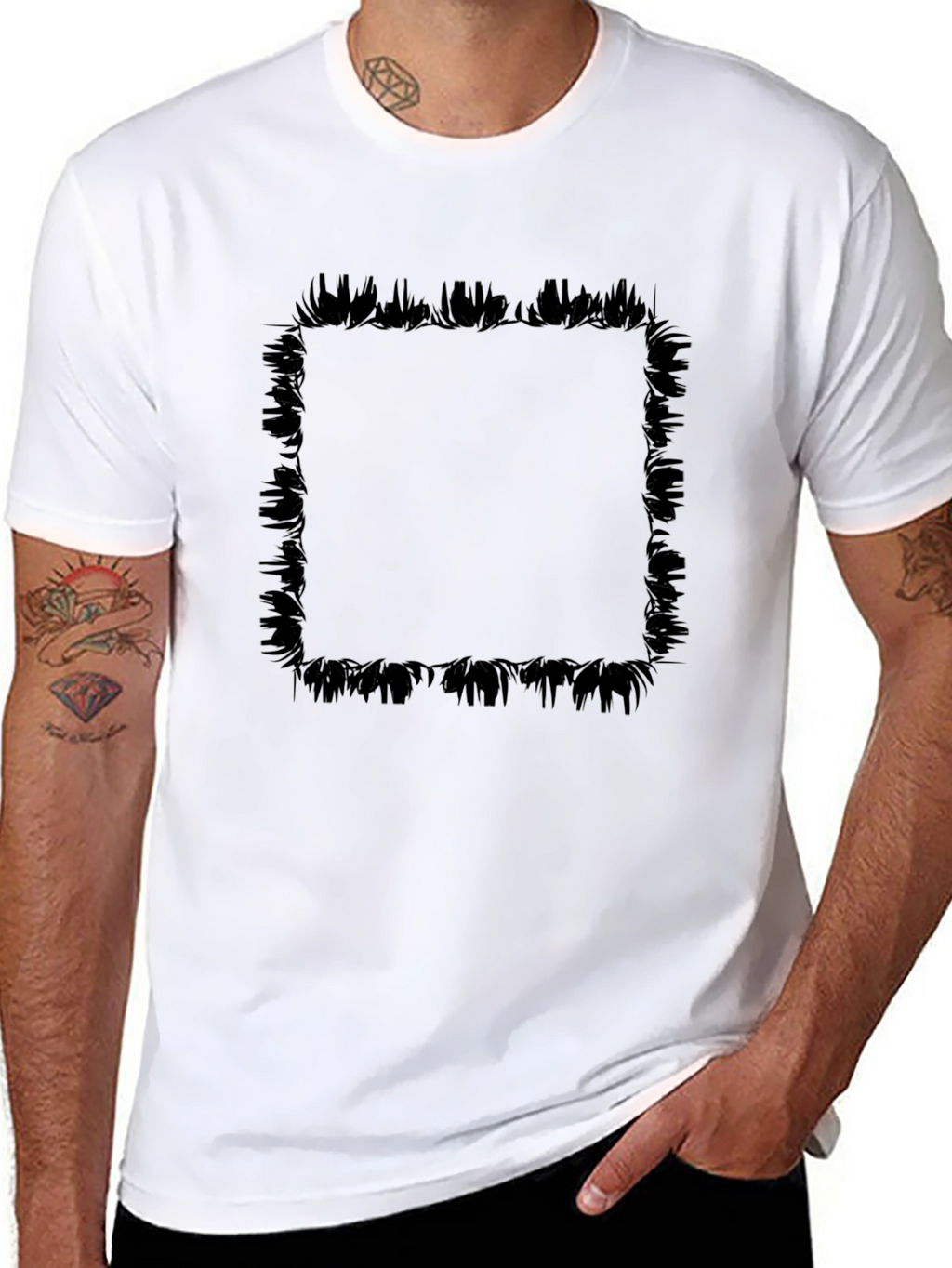Edgy Graphic Tee - Black Brushstroke Frame