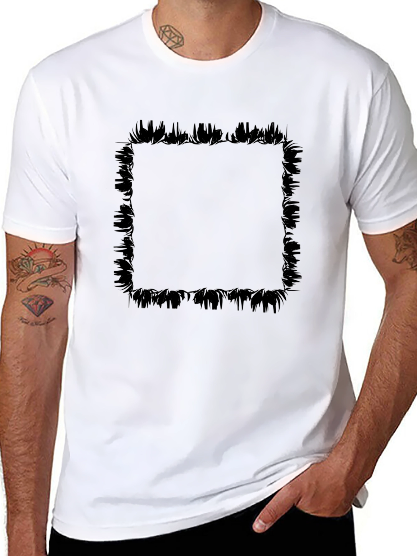 Edgy Graphic Tee - Black Brushstroke Frame