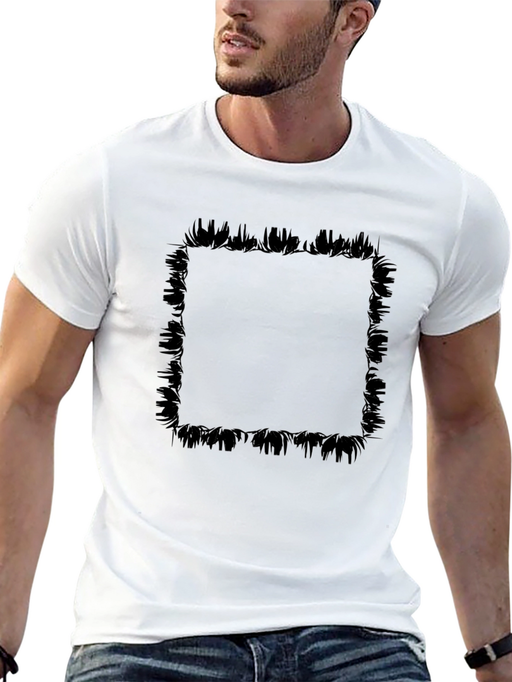 Edgy Graphic Tee - Black Brushstroke Frame
