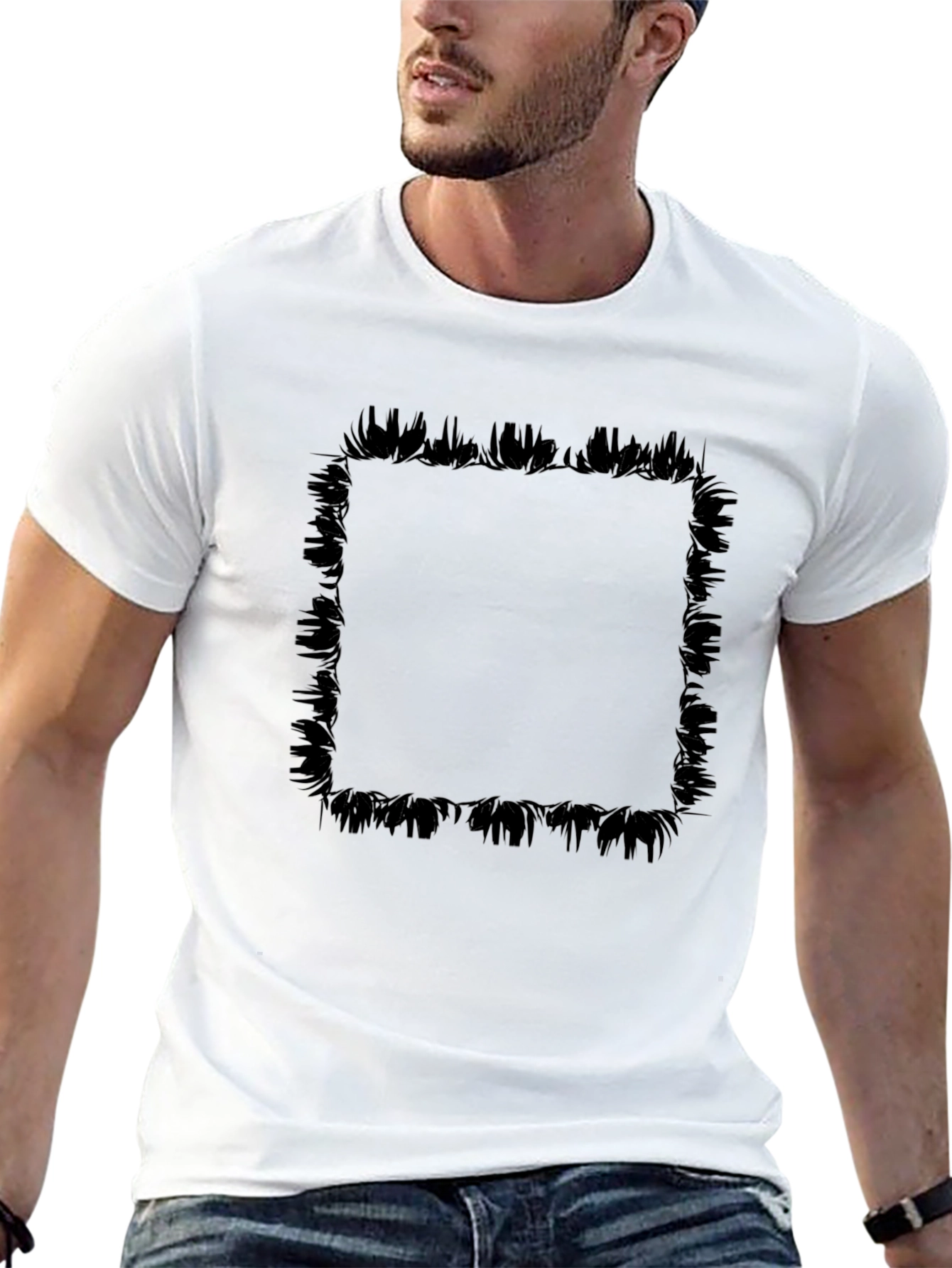 Edgy Graphic Tee - Black Brushstroke Frame