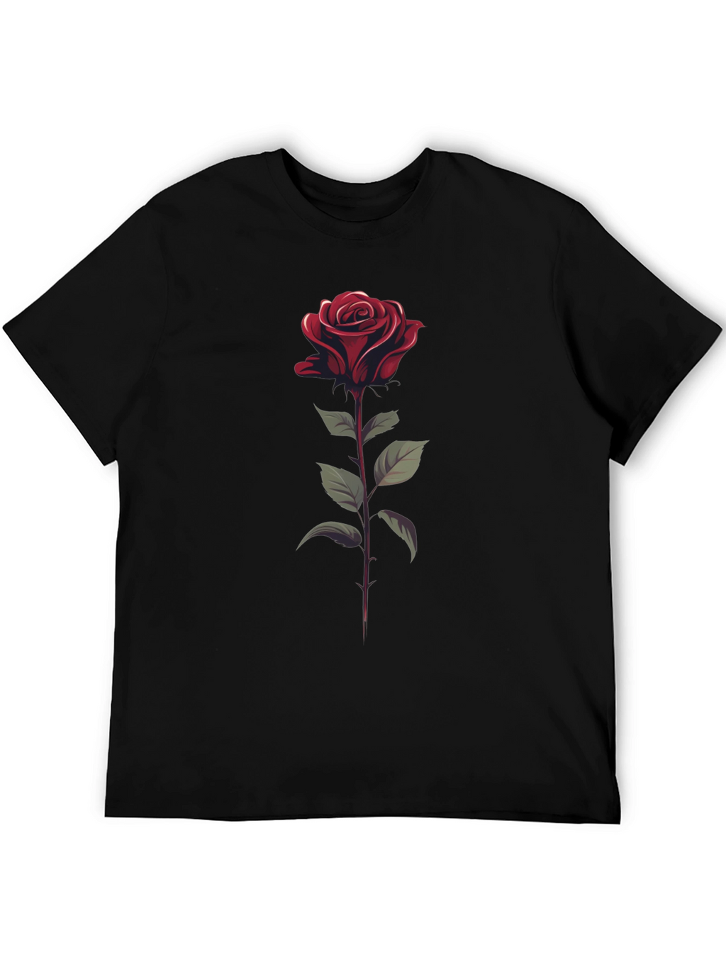 Rose Graphic Tee - Stylish Black T-Shirt