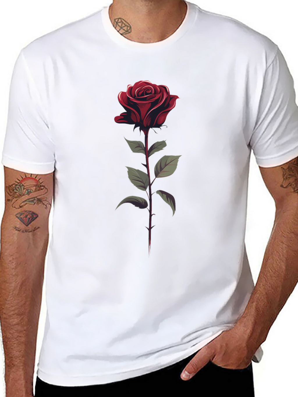 Rose Graphic Tee - Stylish Black T-Shirt