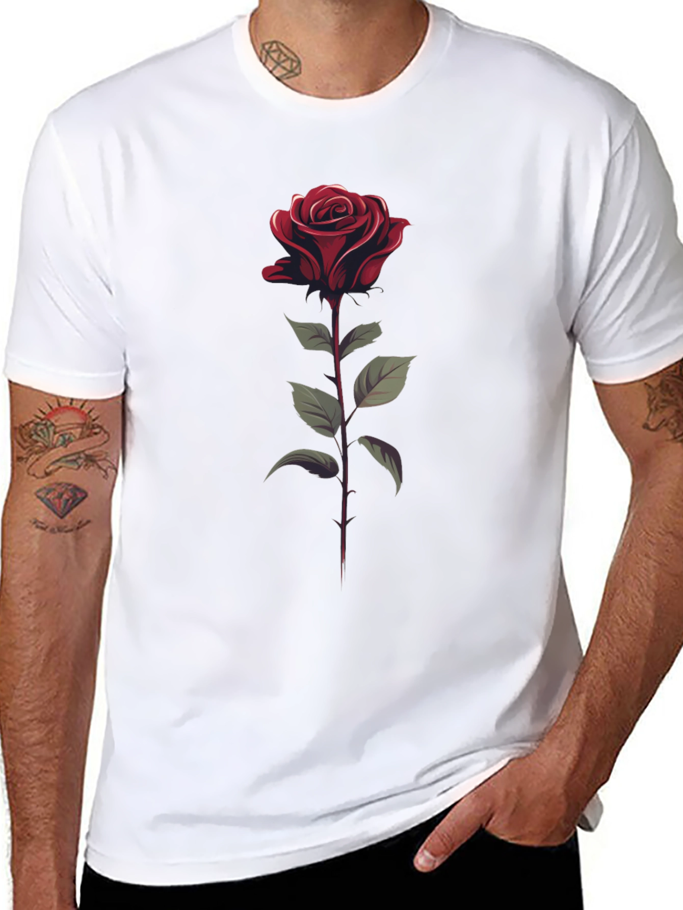 Rose Graphic Tee - Stylish Black T-Shirt