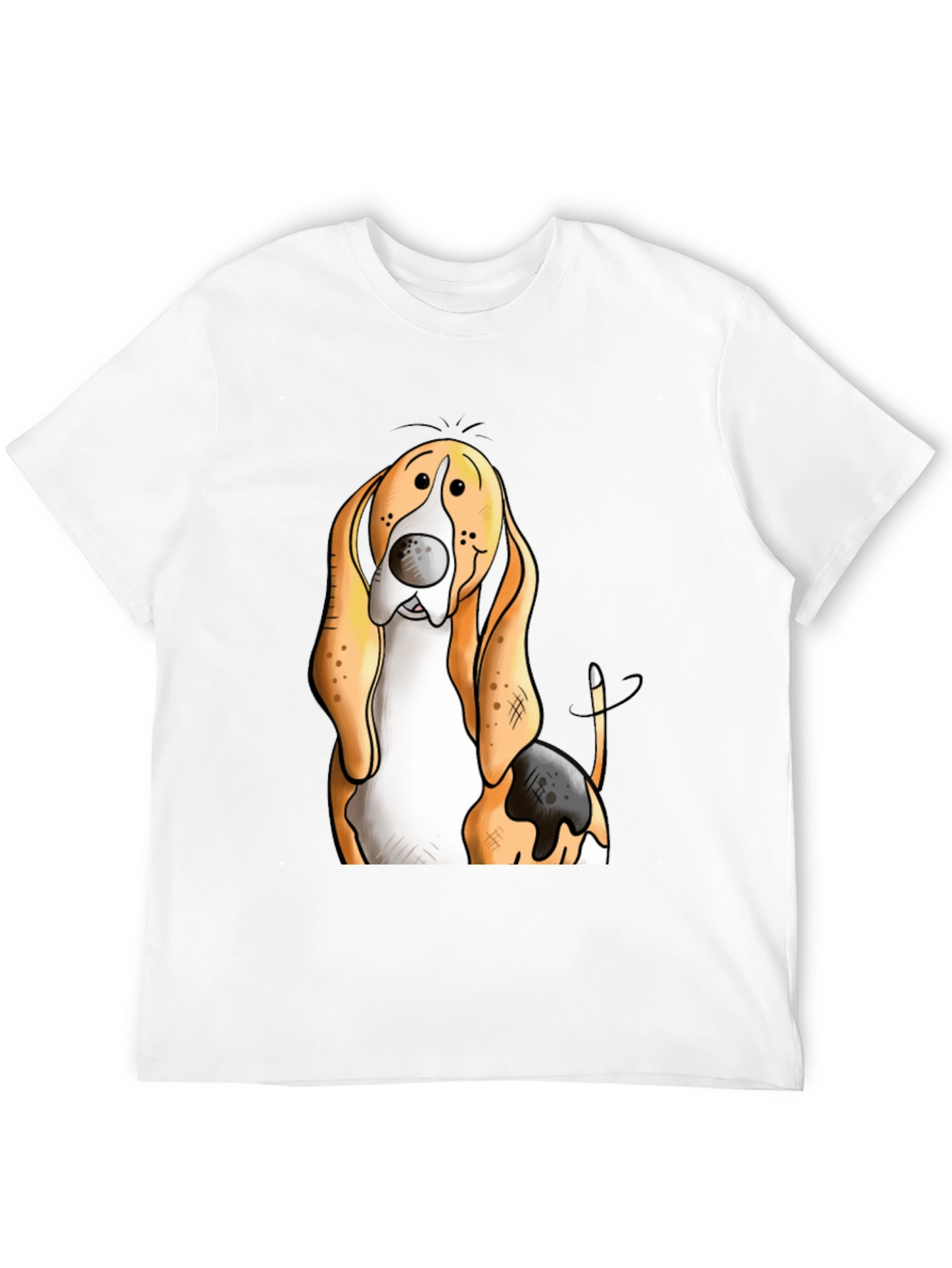 Funny Basset Hound Dog Graphic Print T-Shirt