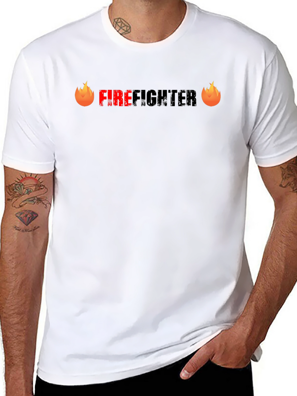 Firefighter Graphic Tee - Black Cotton T-Shirt