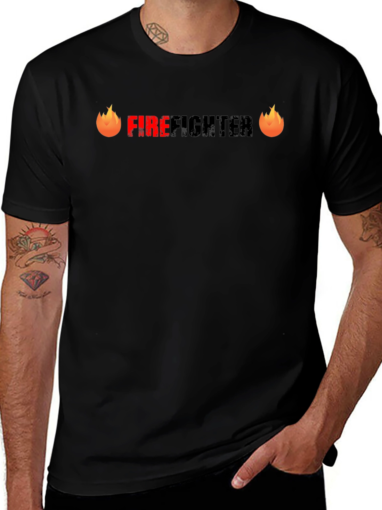 Firefighter Graphic Tee - Black Cotton T-Shirt
