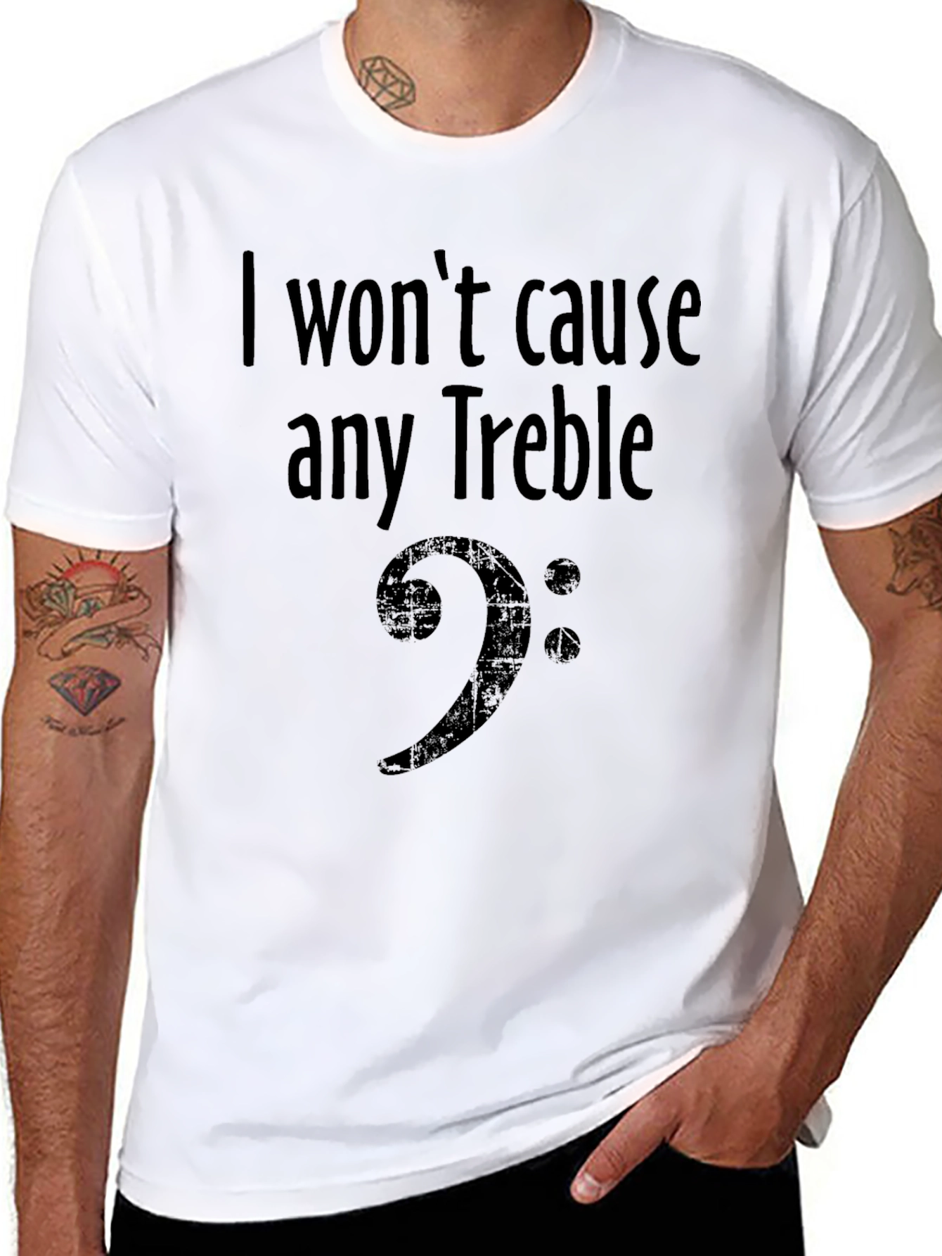 I Wont Cause Any Treble Bass Clef Musician T-Shirt