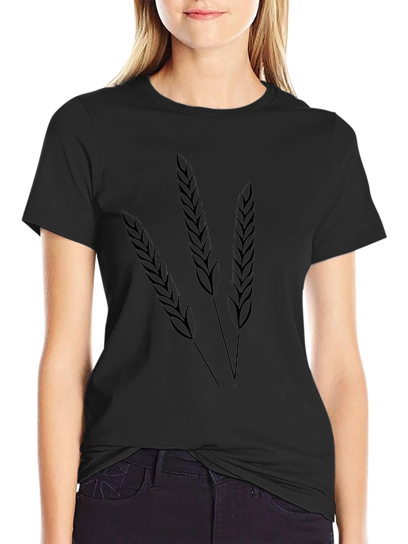 Wheat Graphic Tee - Black Cotton T-Shirt