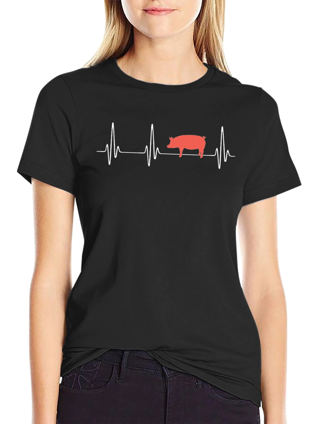 Pig Heartbeat Black T-Shirt