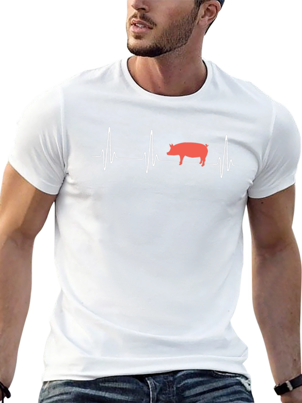 Pig Heartbeat Black T-Shirt
