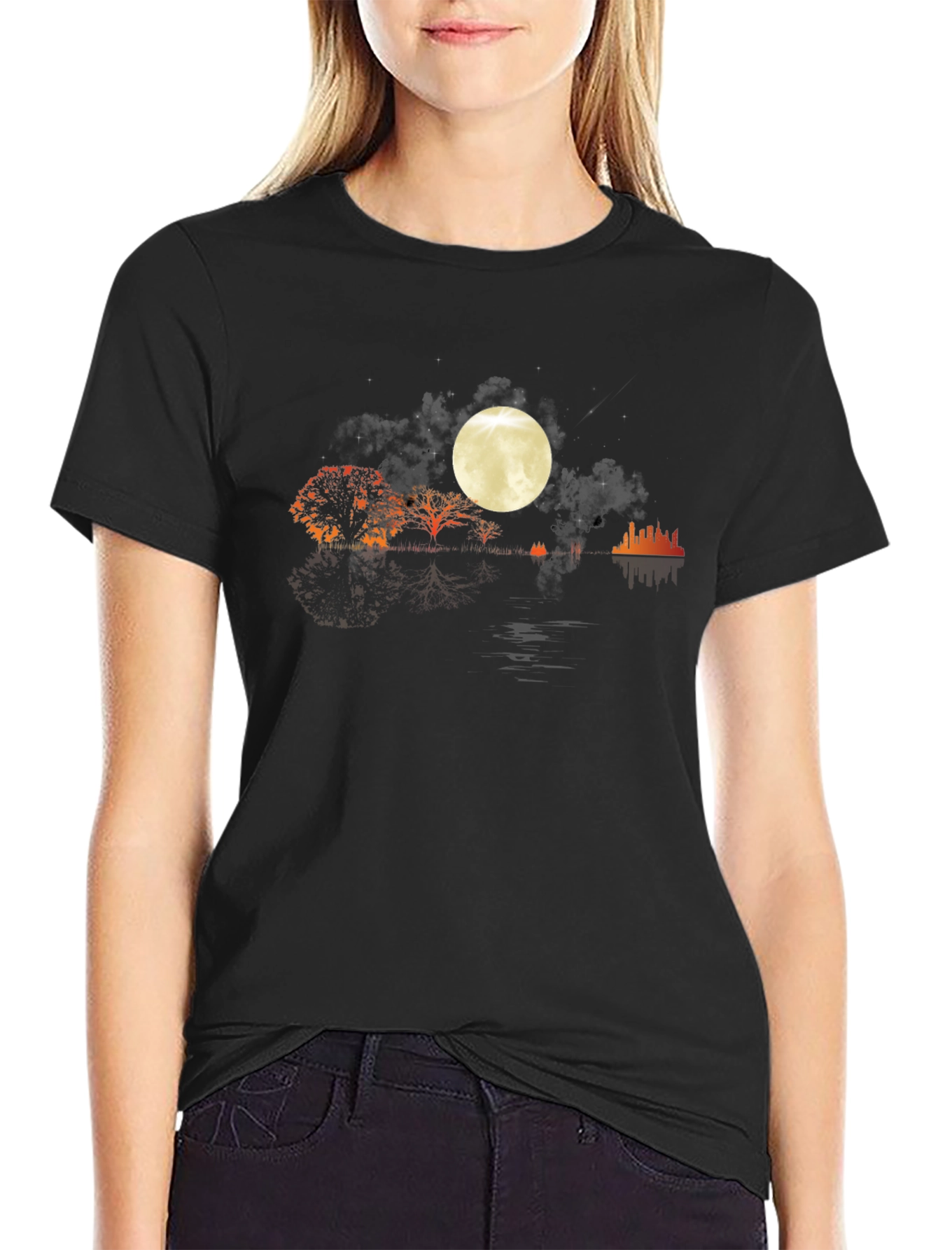 Moonlit Landscape Graphic Tee - Stylish Comfort