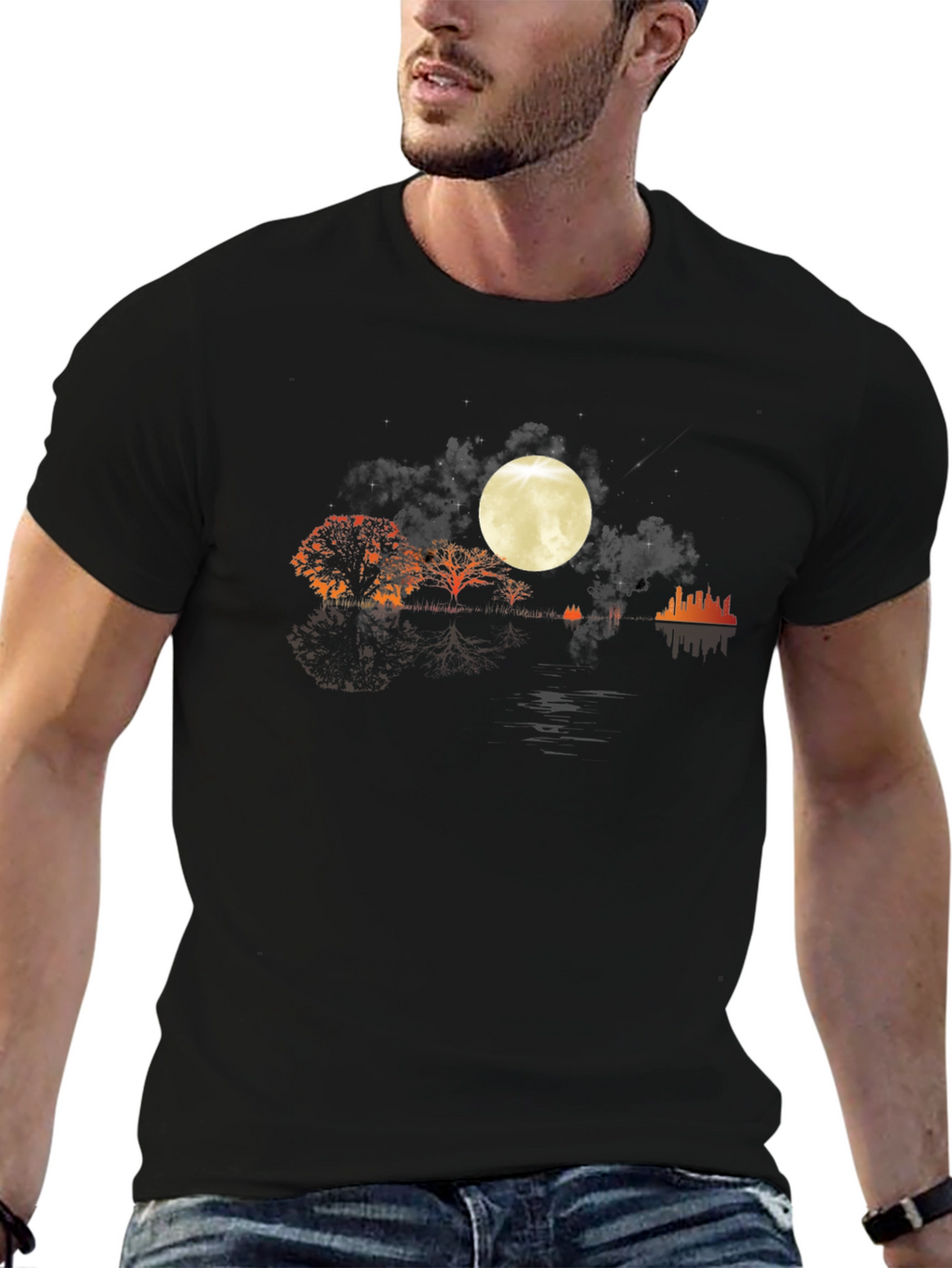 Moonlit Landscape Graphic Tee - Stylish Comfort