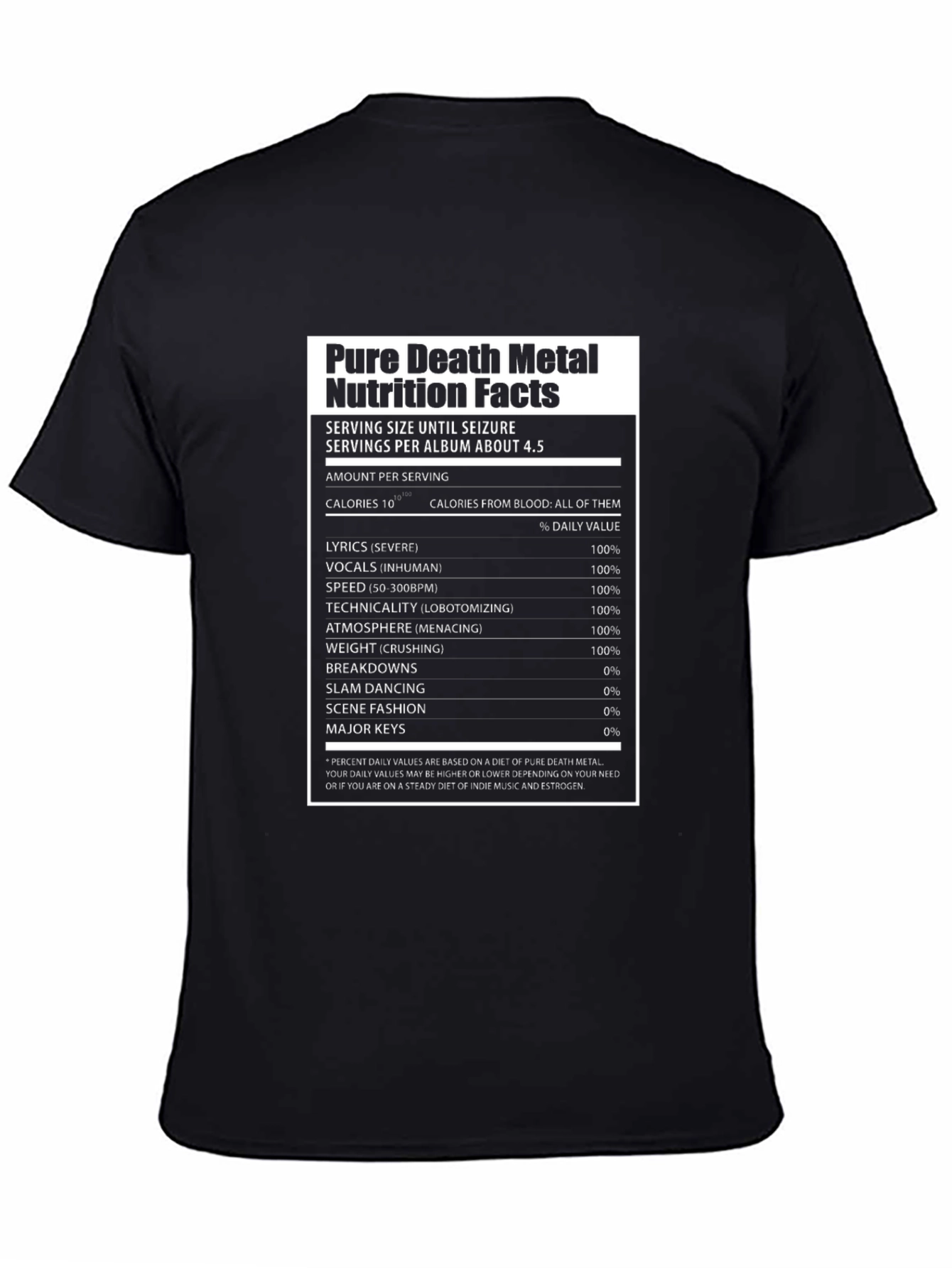 Pure Death Metal Nutrition Facts T-Shirt