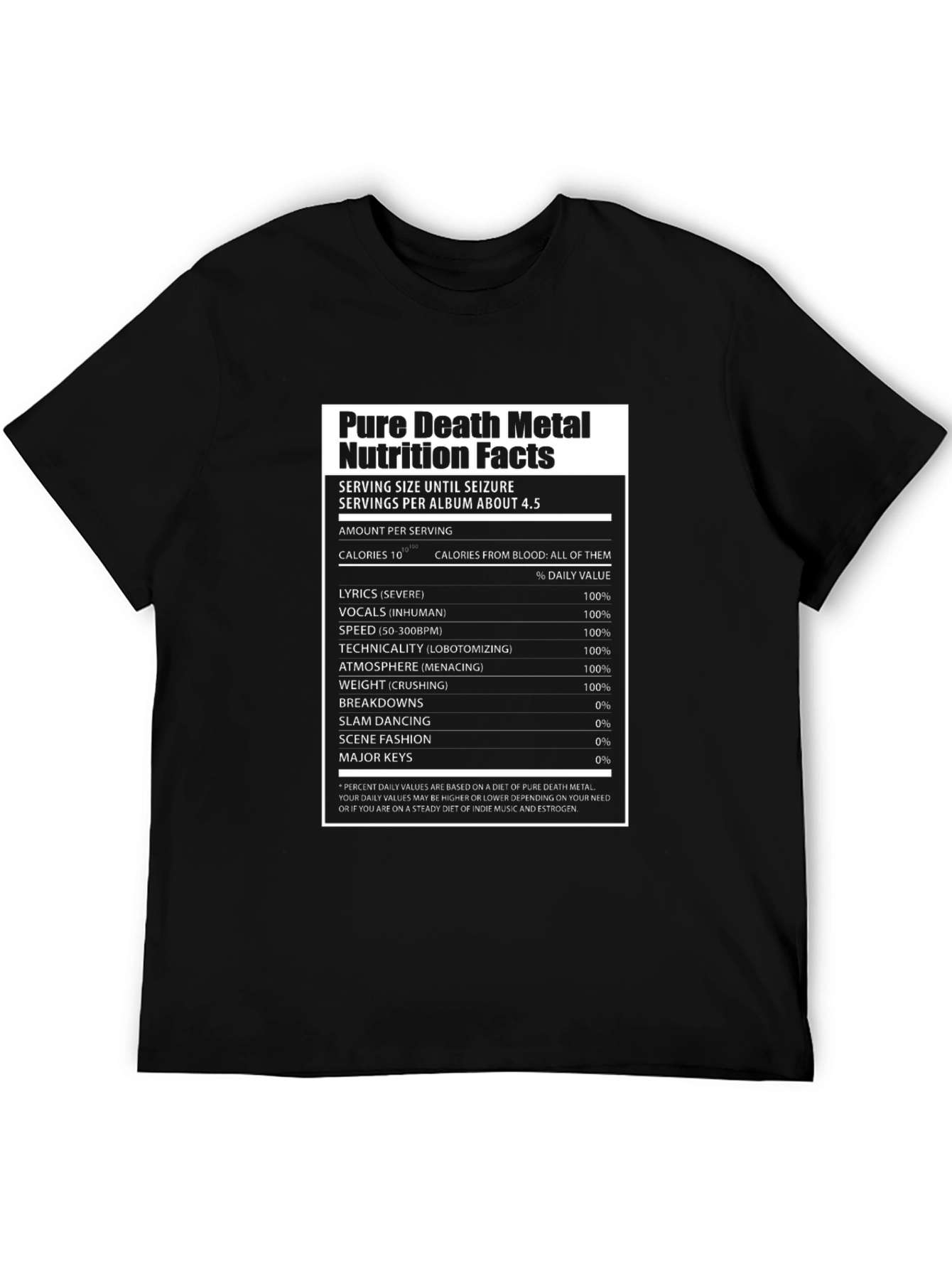 Pure Death Metal Nutrition Facts T-Shirt
