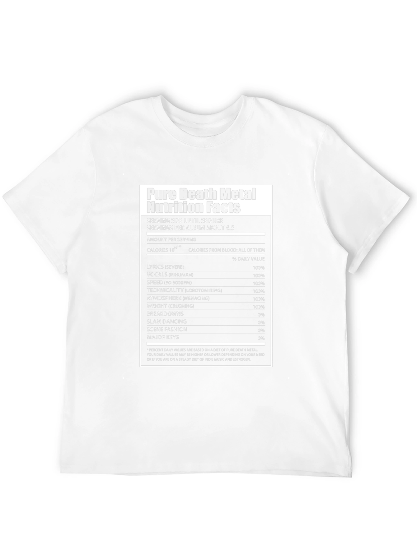 Pure Death Metal Nutrition Facts T-Shirt