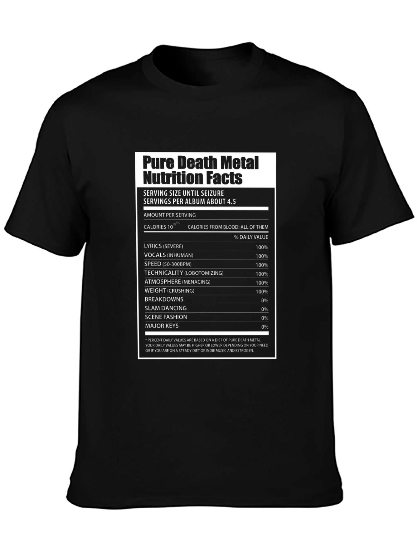 Pure Death Metal Nutrition Facts T-Shirt