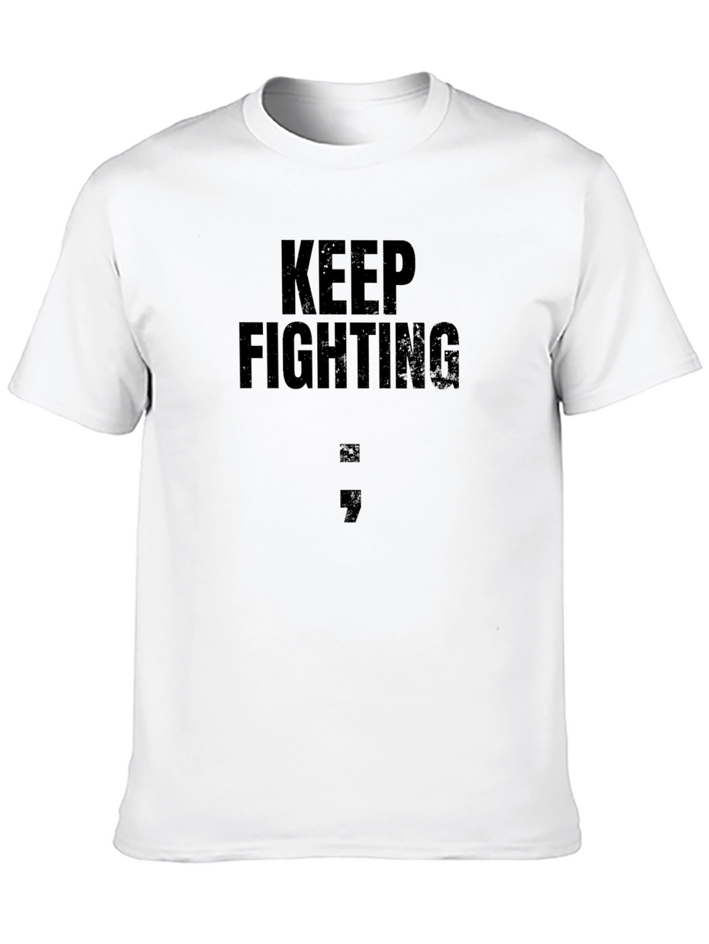 Keep Fighting Semicolon Graphic Tee - Black
