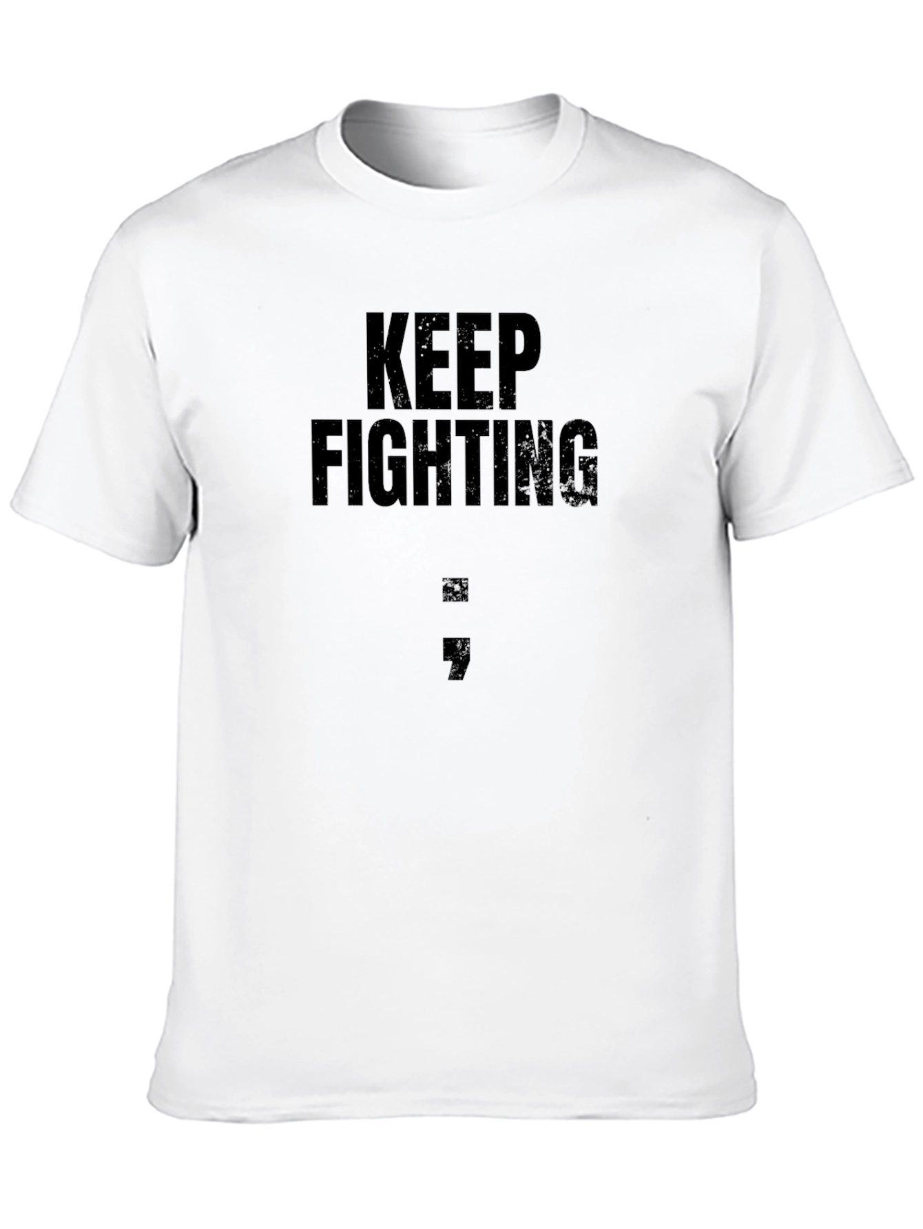 Keep Fighting Semicolon Graphic Tee - Black