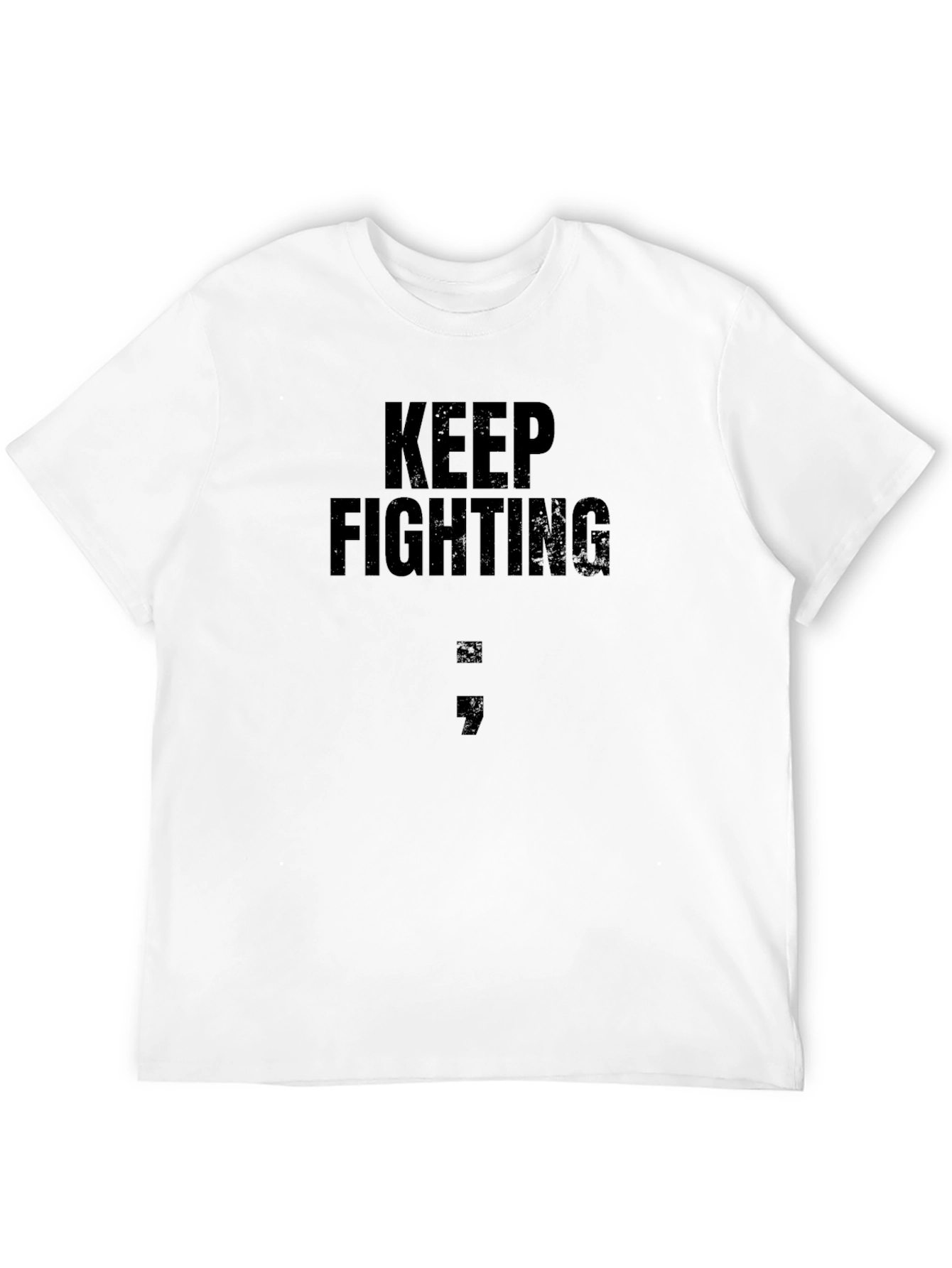 Keep Fighting Semicolon Graphic Tee - Black