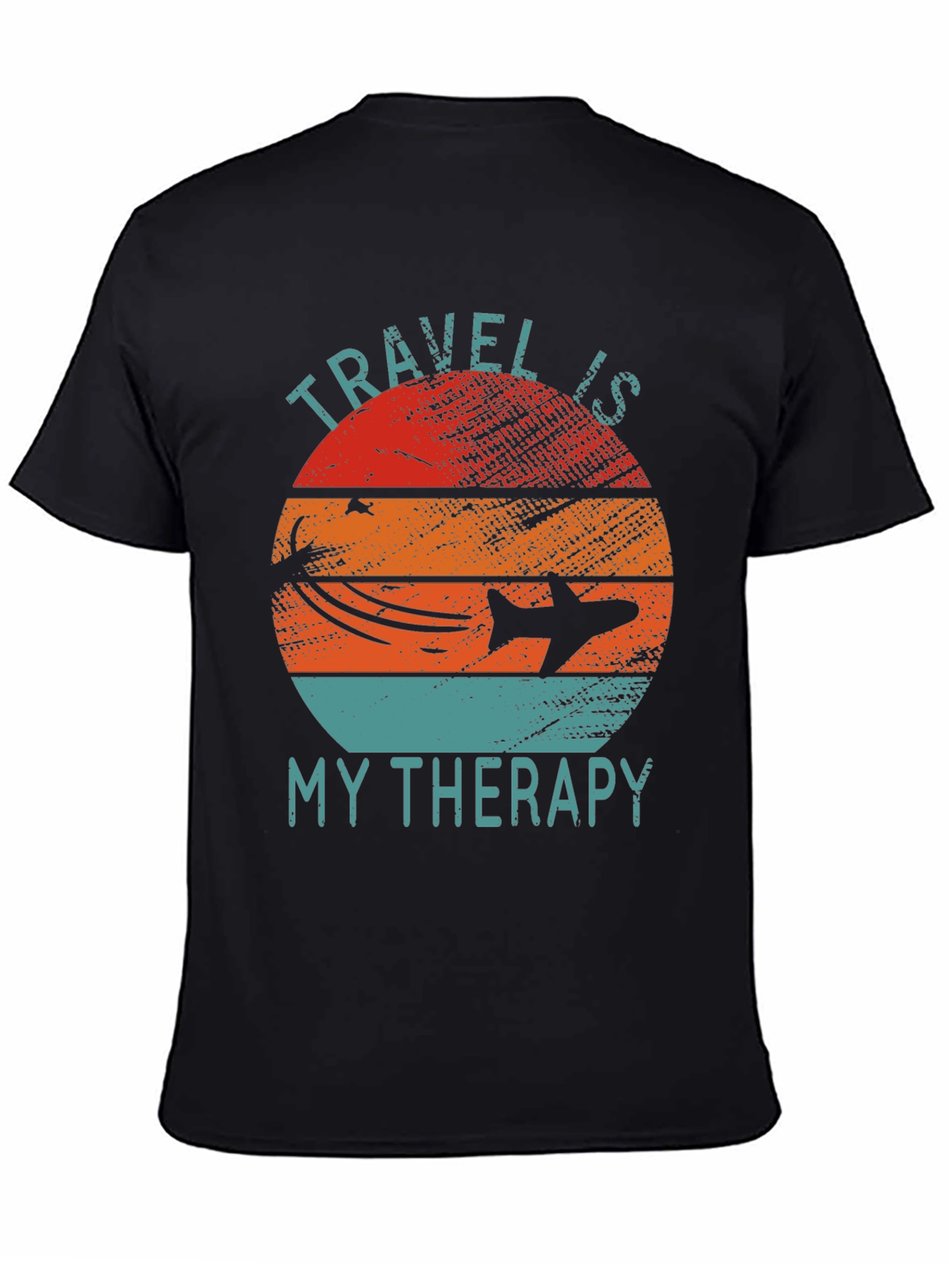 Travel Is My Therapy Graphic Tee - Retro Airplane Design