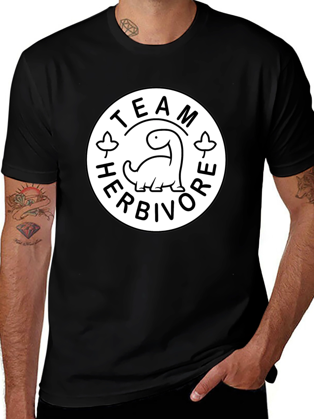 Team Herbivore Graphic Print Black T-Shirt
