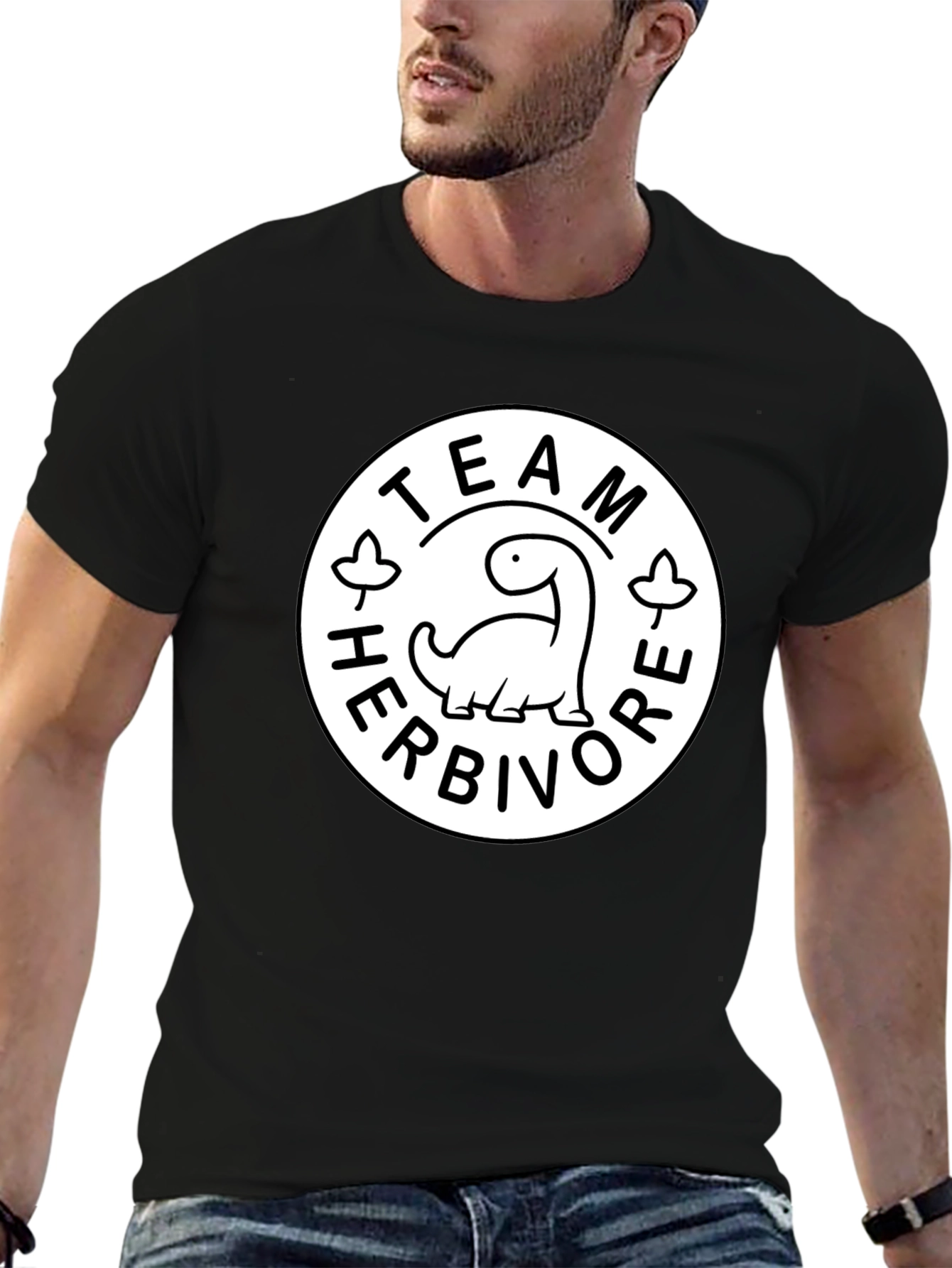 Team Herbivore Graphic Print Black T-Shirt