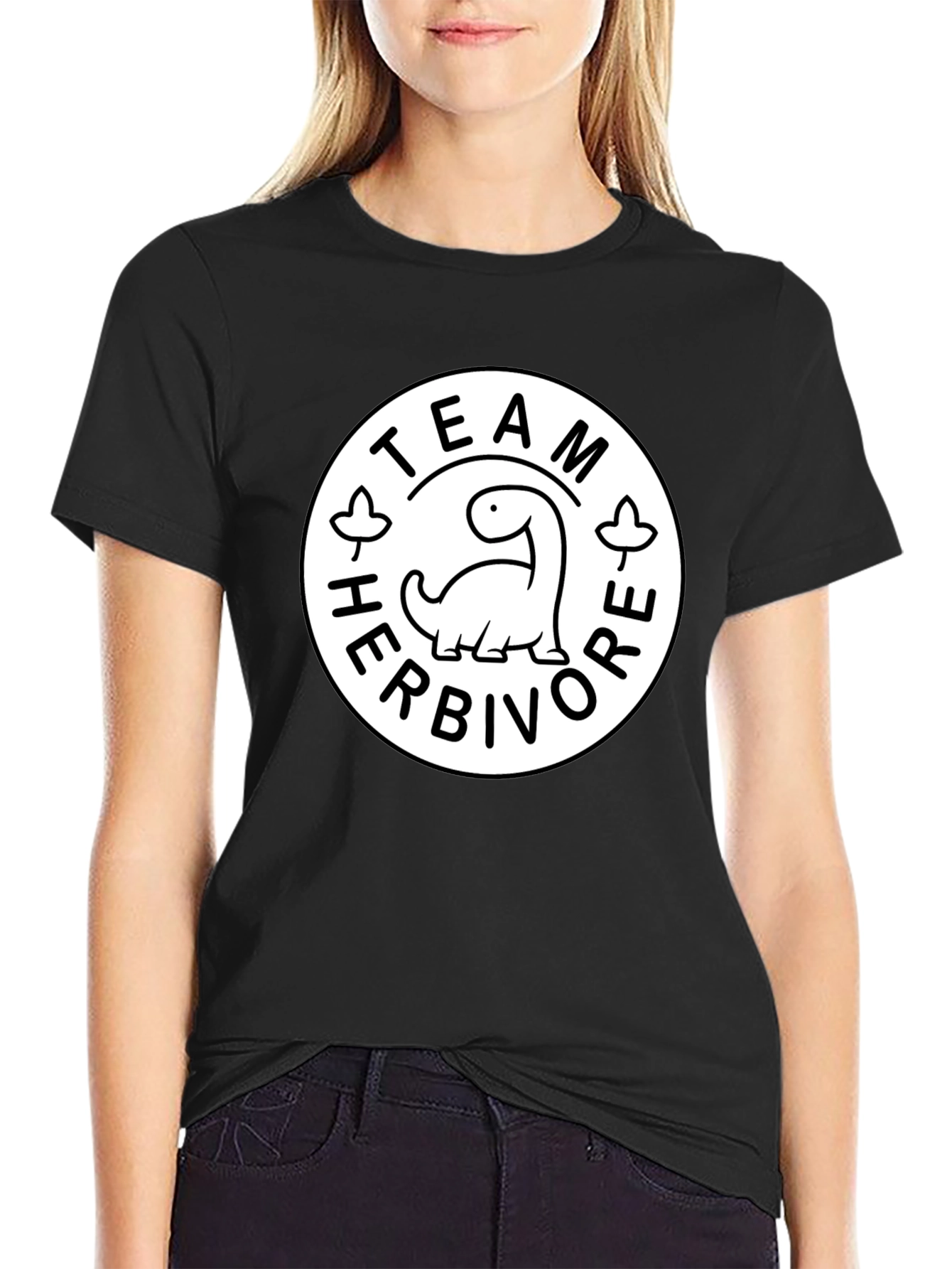 Team Herbivore Graphic Print Black T-Shirt