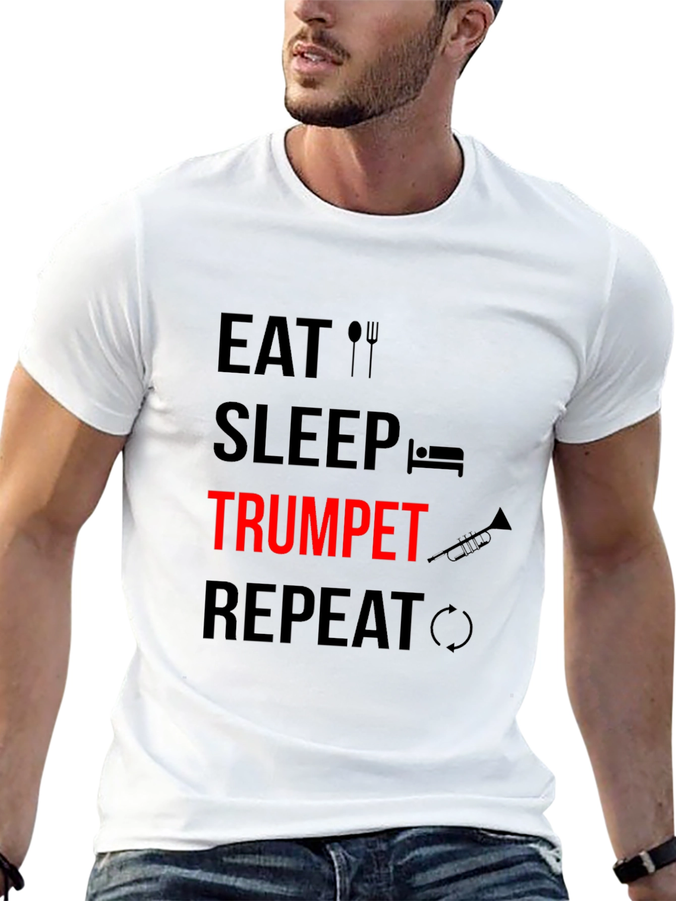 Eat Sleep Trumpet Repeat Black Graphic Tee