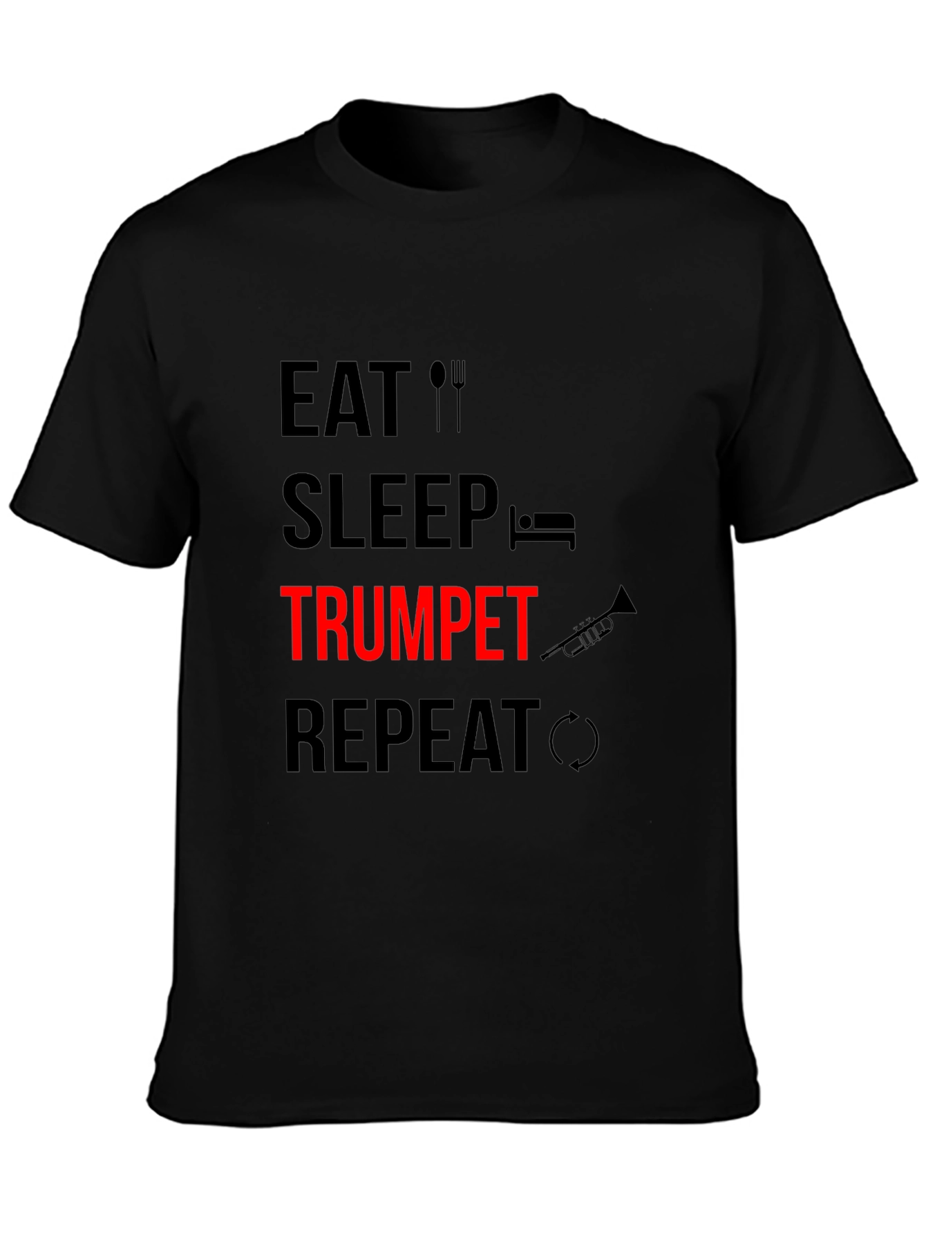 Eat Sleep Trumpet Repeat Black Graphic Tee