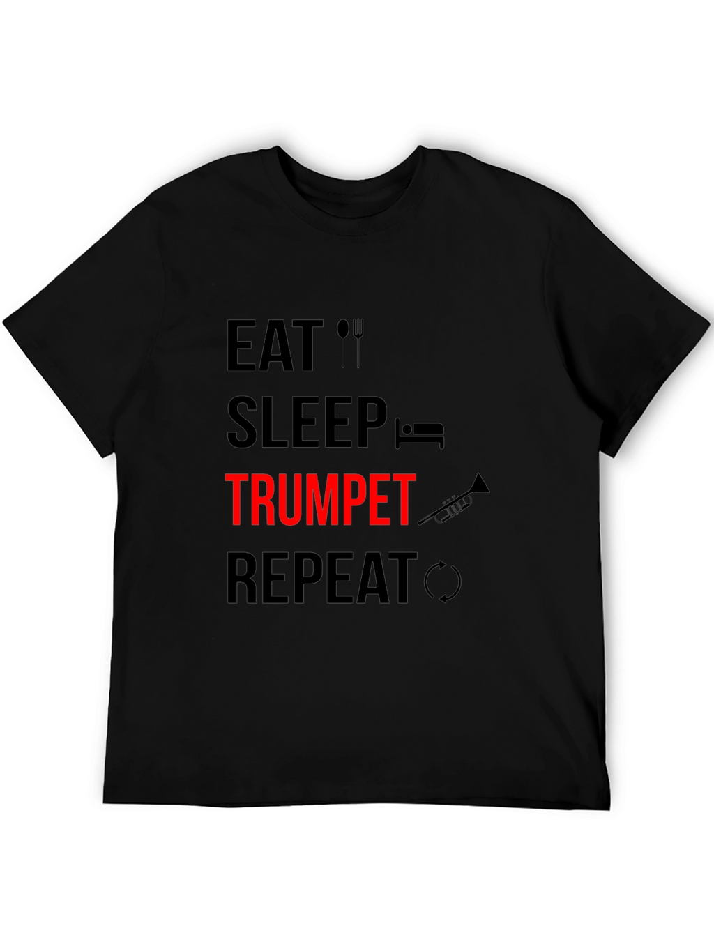Eat Sleep Trumpet Repeat Black Graphic Tee