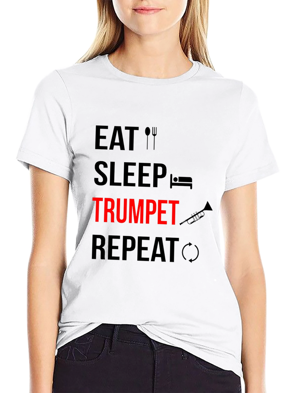 Eat Sleep Trumpet Repeat Black Graphic Tee