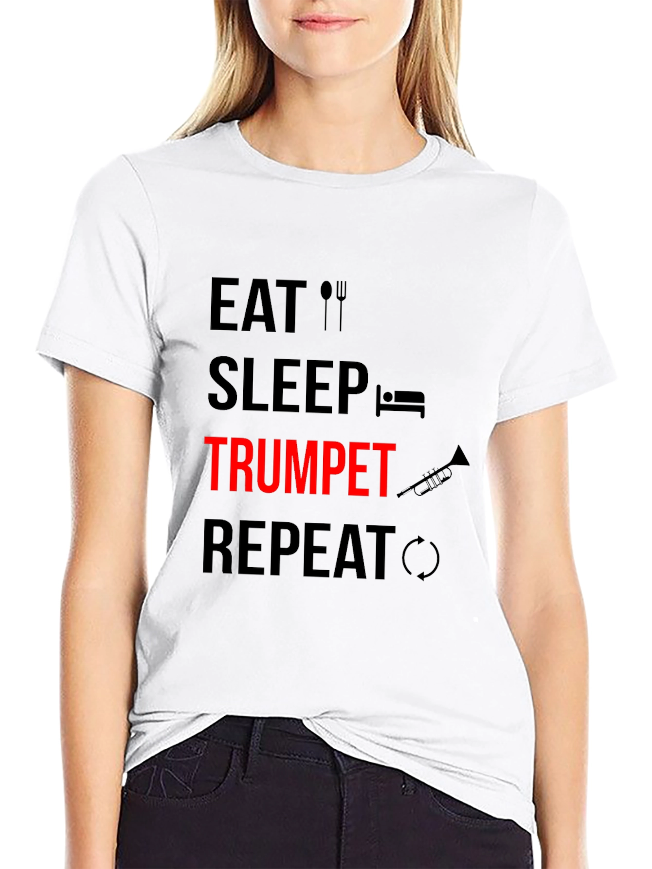 Eat Sleep Trumpet Repeat Black Graphic Tee