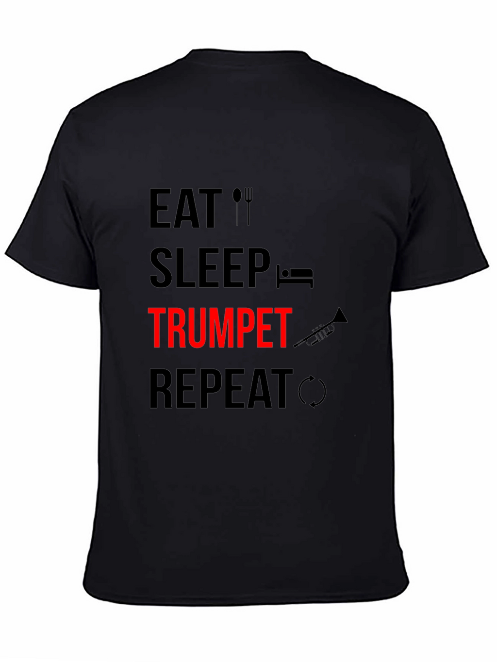 Eat Sleep Trumpet Repeat Black Graphic Tee