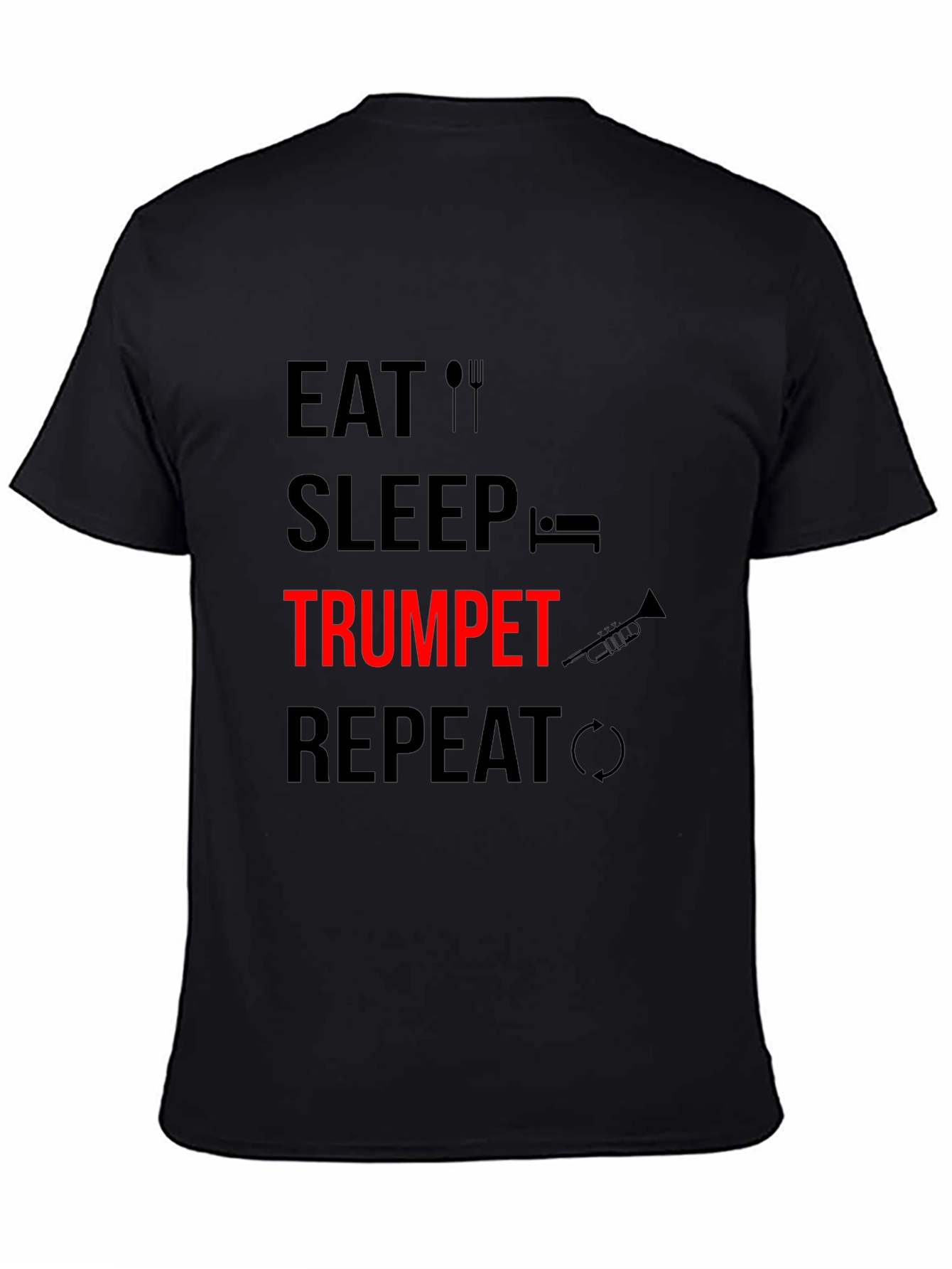 Eat Sleep Trumpet Repeat Black Graphic Tee