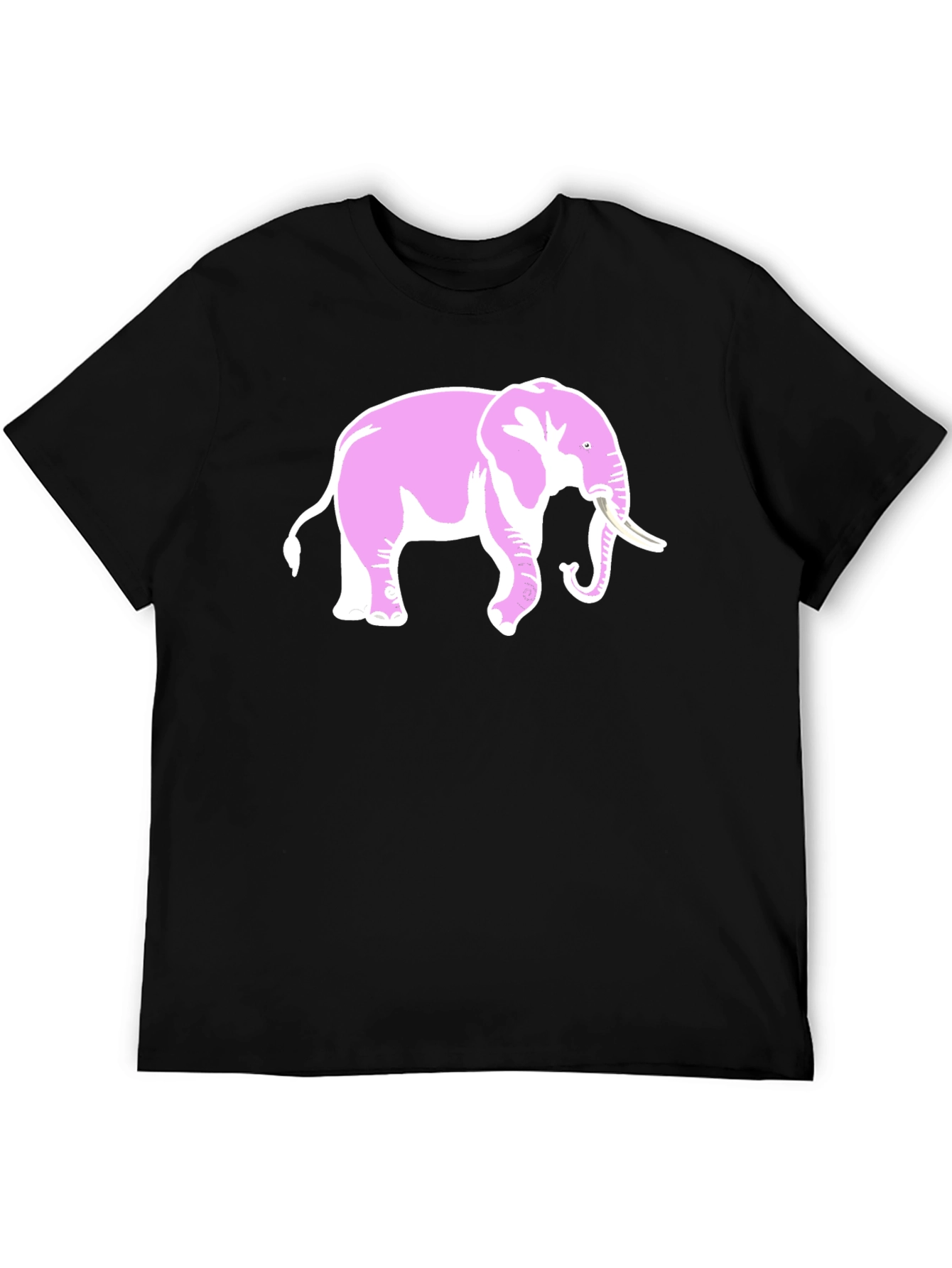 Pink Elephant Graphic Black T-Shirt