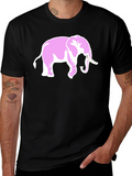 Pink Elephant Graphic Black T-Shirt