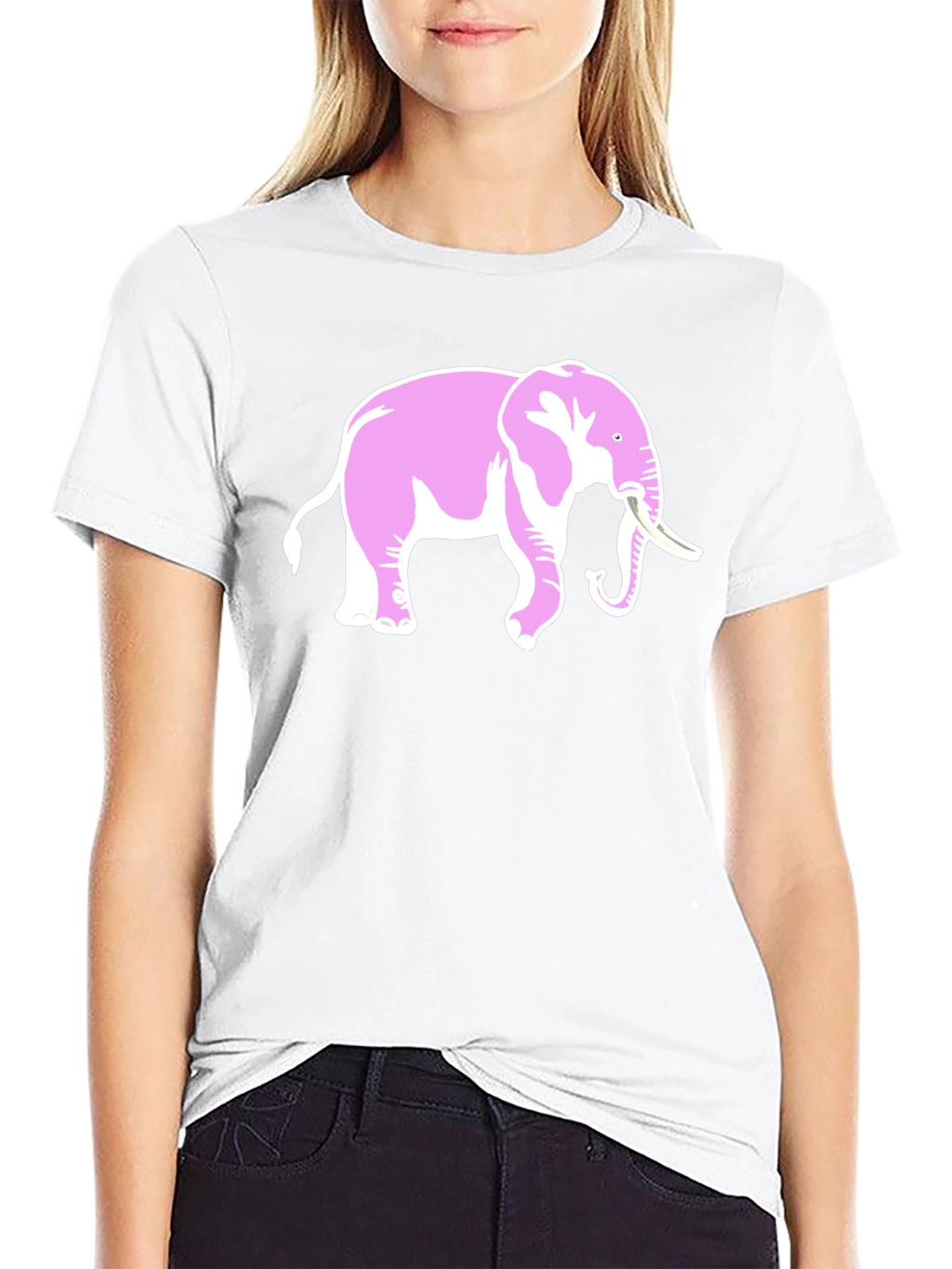 Pink Elephant Graphic Black T-Shirt