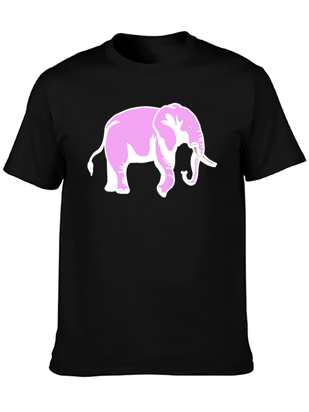 Pink Elephant Graphic Black T-Shirt