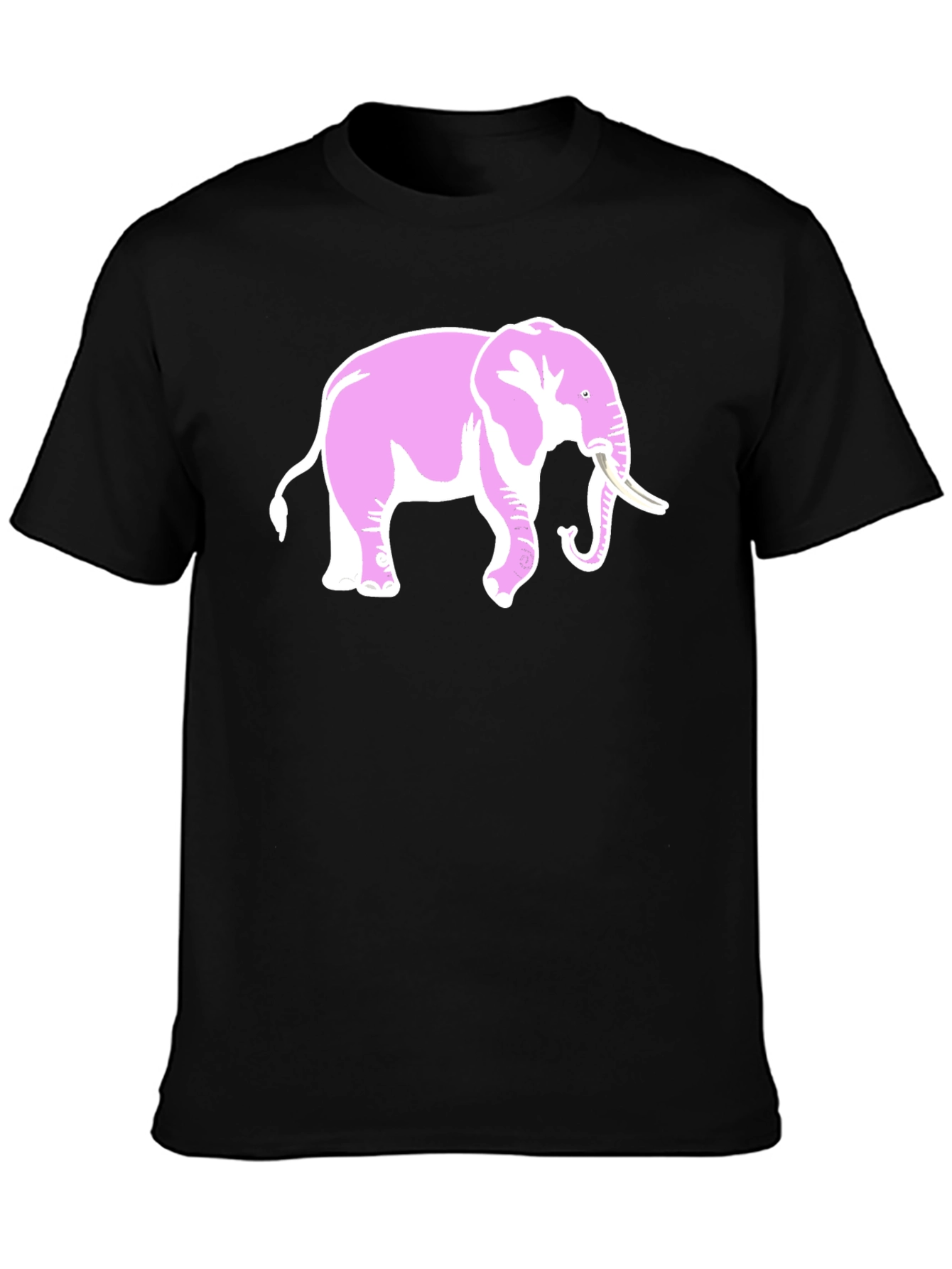 Pink Elephant Graphic Black T-Shirt