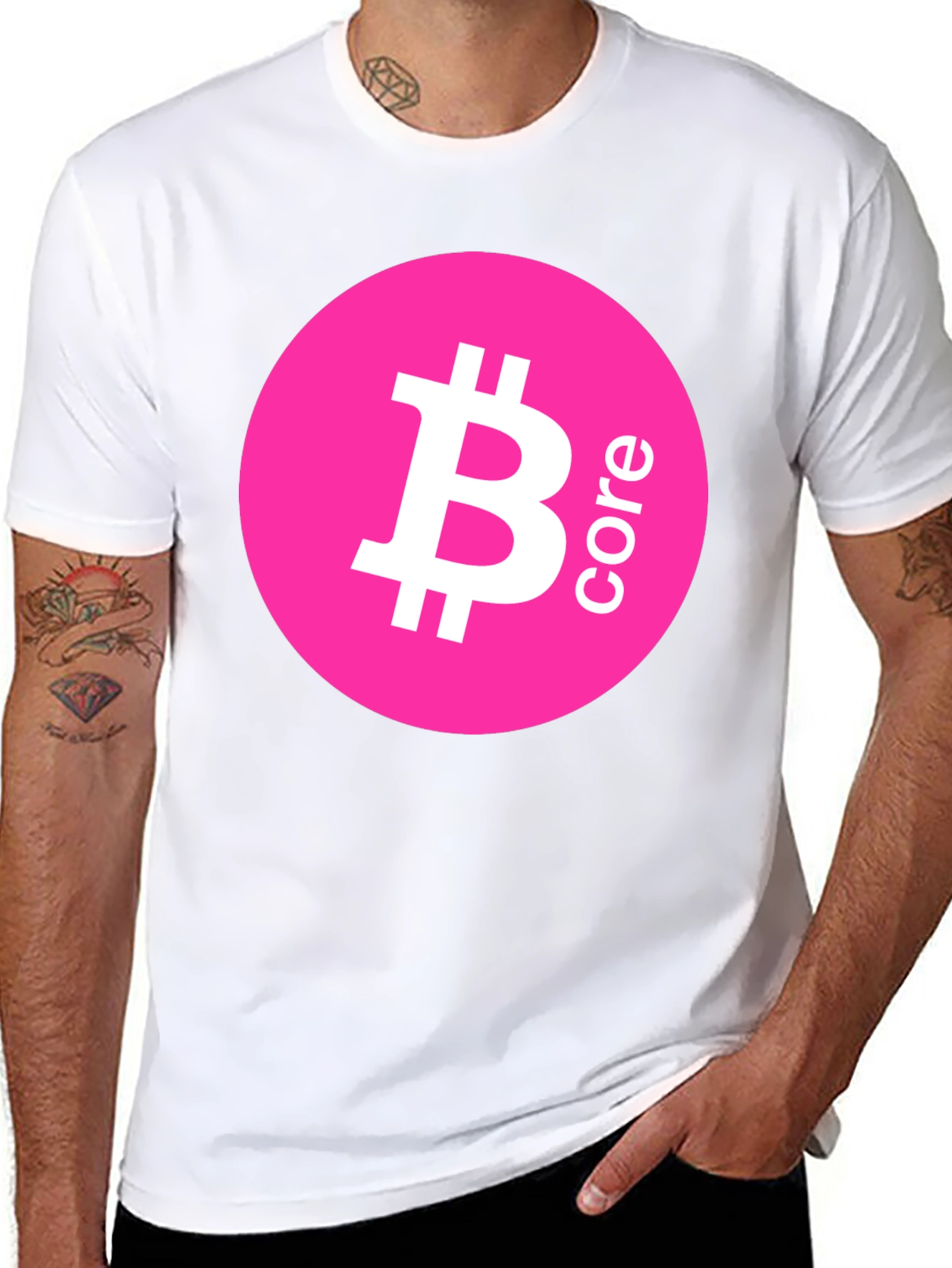 Bitcoin Core Pink Circle Black T-Shirt