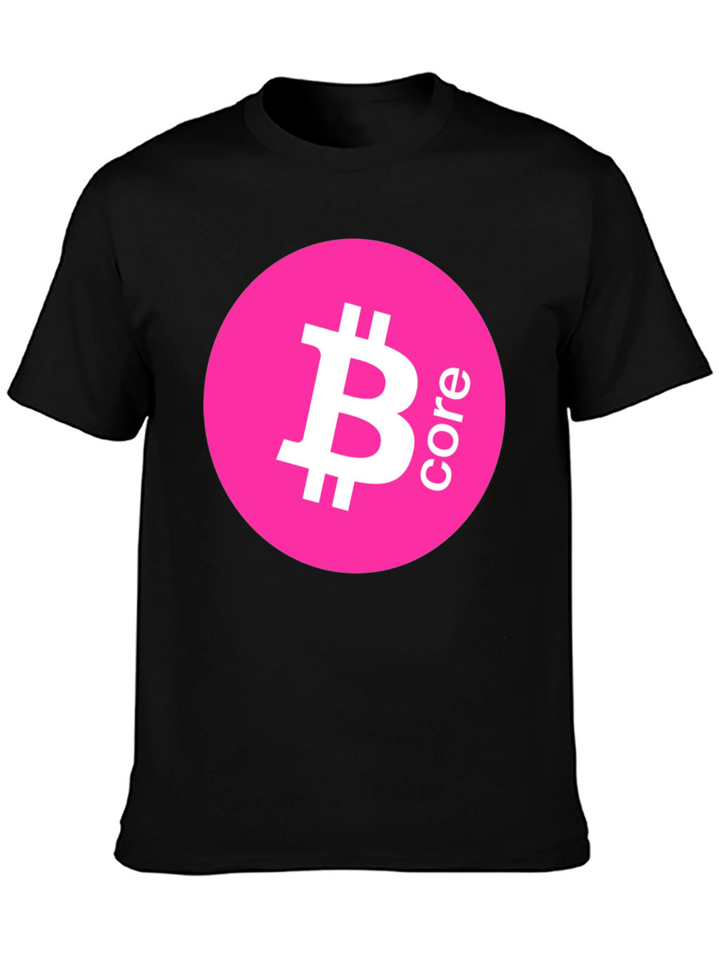 Bitcoin Core Pink Circle Black T-Shirt