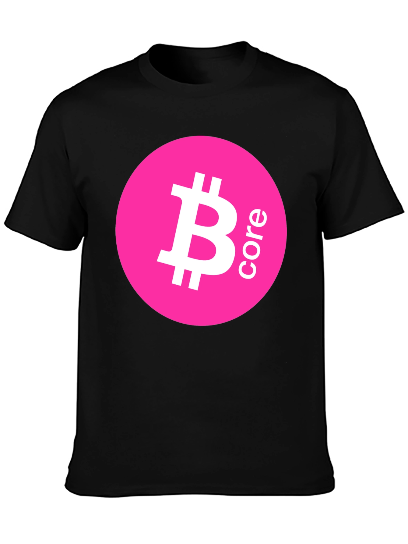 Bitcoin Core Pink Circle Black T-Shirt